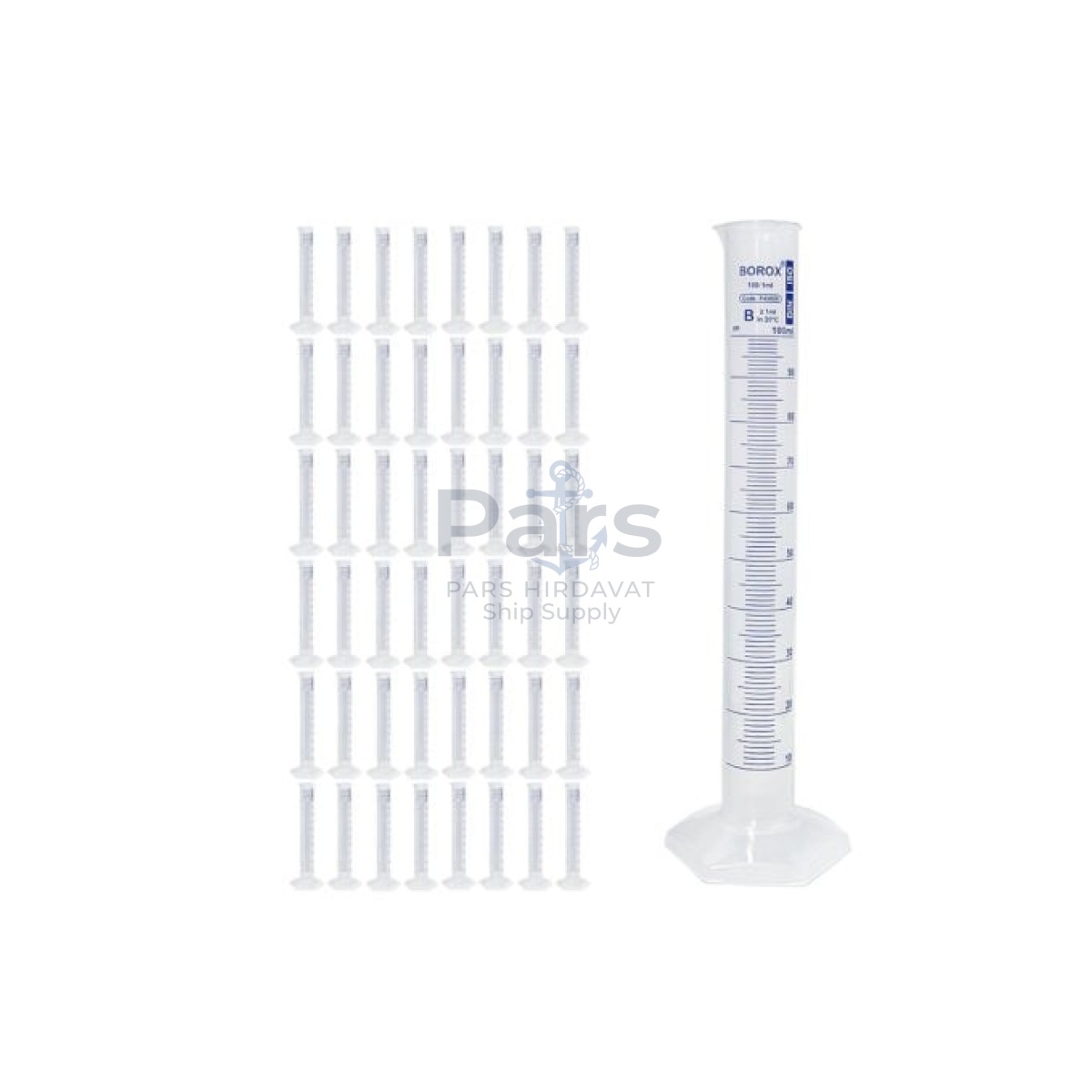 Borox Plastik Mezür 100 ml - Uzun Form - Dereceli Silindir Blue Skala - 48 pcs Toptan