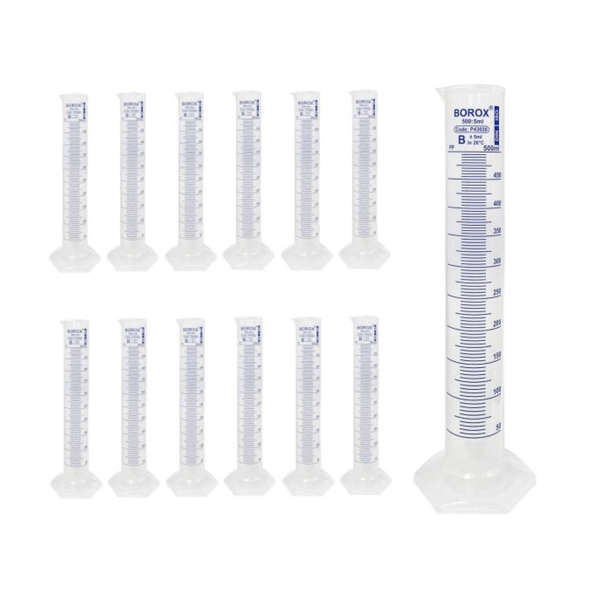 Borox Plastik Mezür 500 ml - Uzun Form - Dereceli Silindir Blue Skala - 12 pcs Toptan