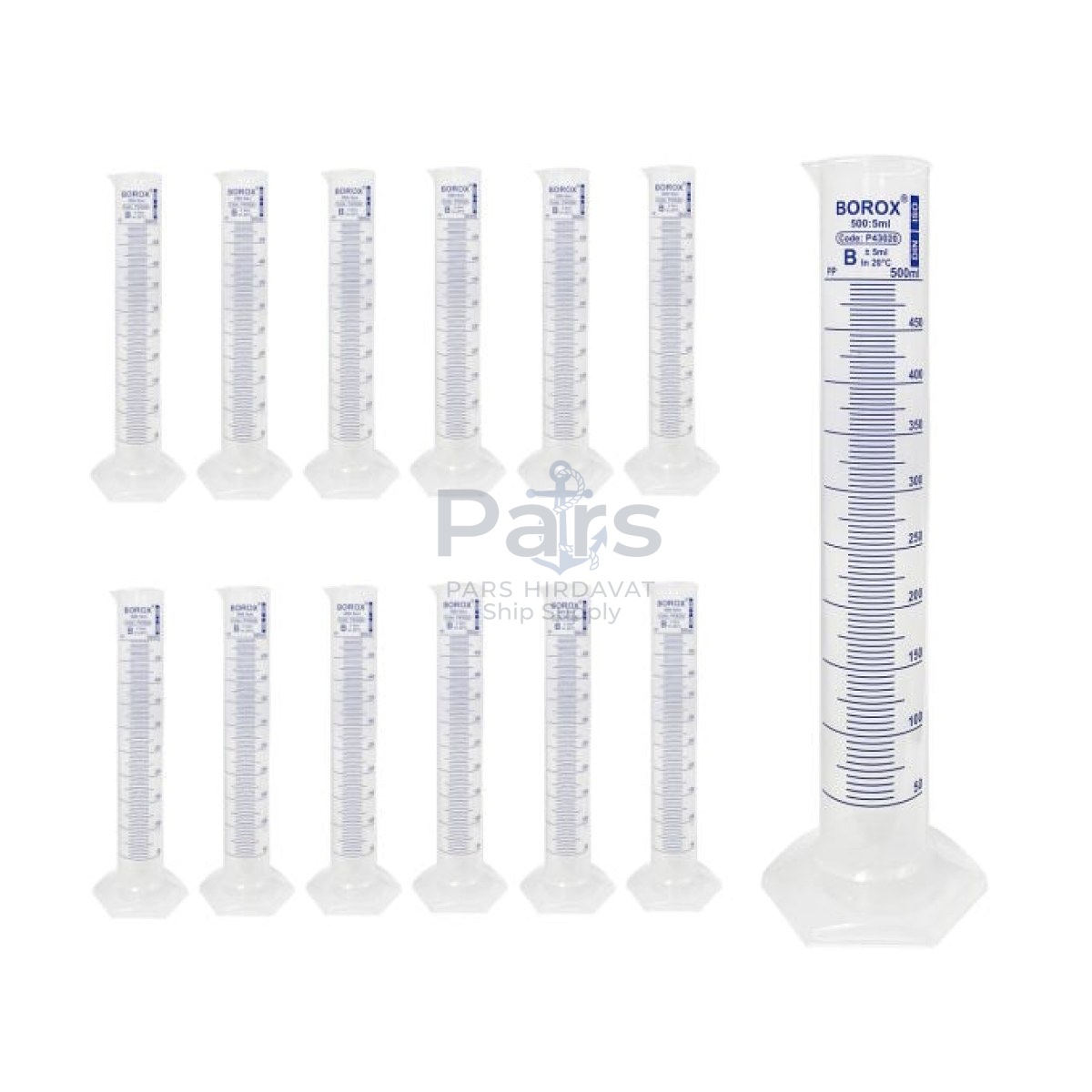 Borox Plastik Mezür 500 ml - Uzun Form - Dereceli Silindir Blue Skala - 12 pcs Toptan