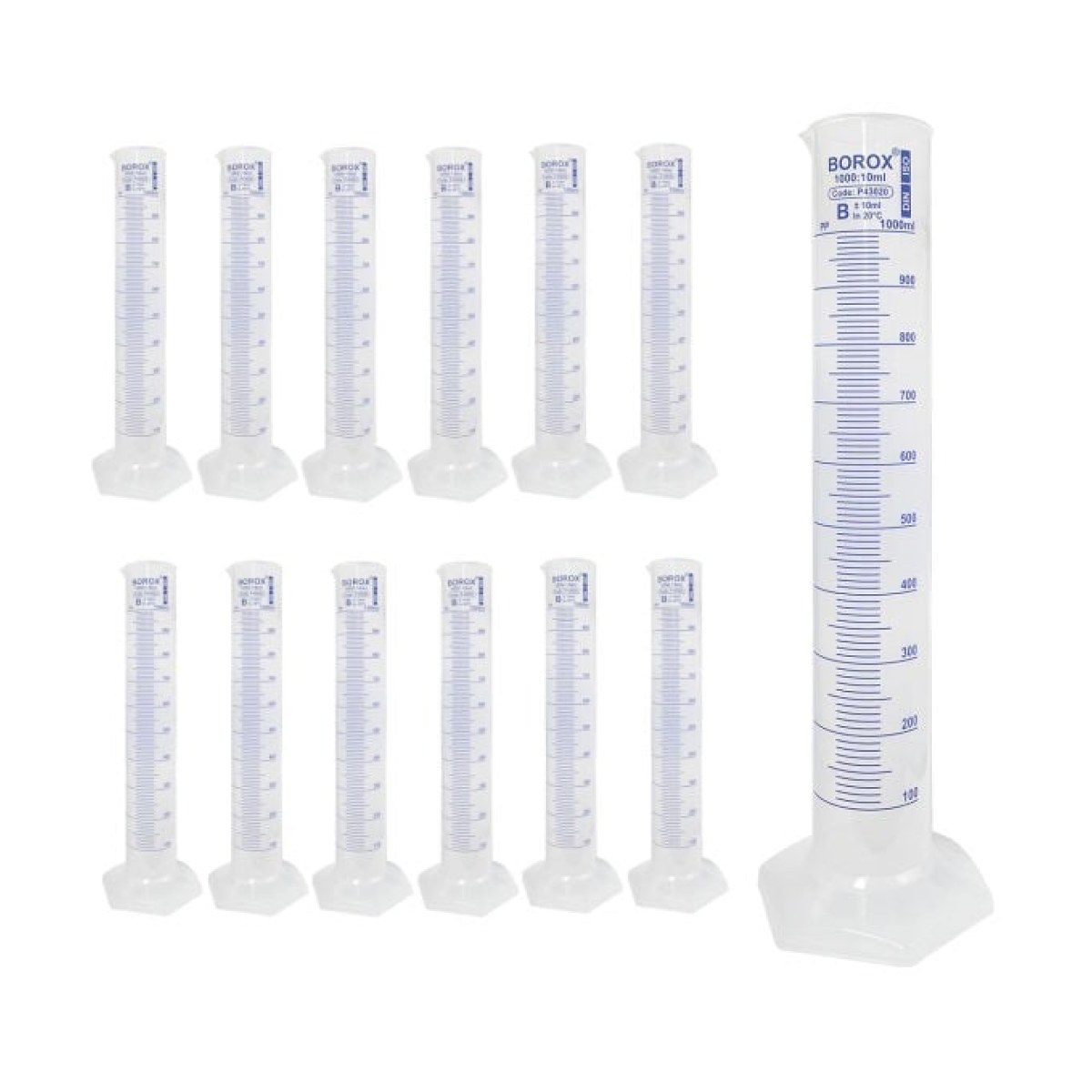Borox Plastik Mezür 1000 ml - Uzun Form - Dereceli Silindir Blue Skala - 12 pcs Toptan