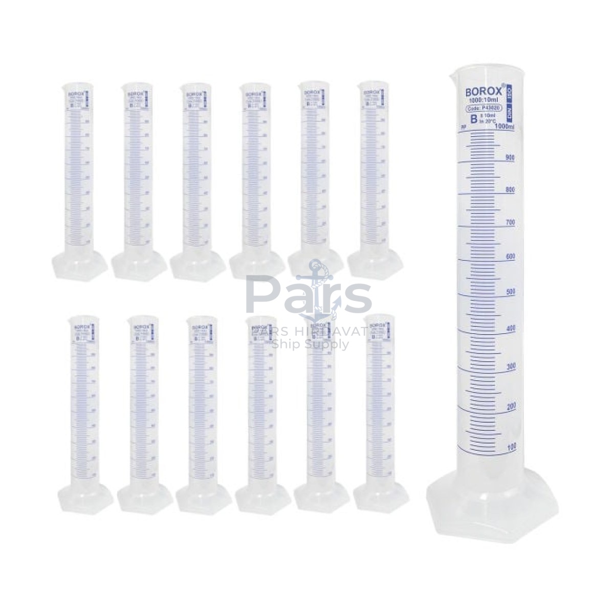 Borox Plastik Mezür 1000 ml - Uzun Form - Dereceli Silindir Blue Skala - 12 pcs Toptan