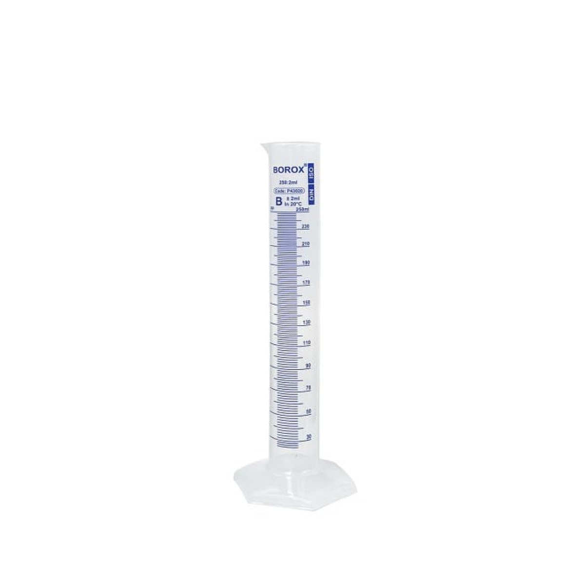 Borox Plastik Mezür 250 ml - Uzun Form - Dereceli Silindir Blue Skala