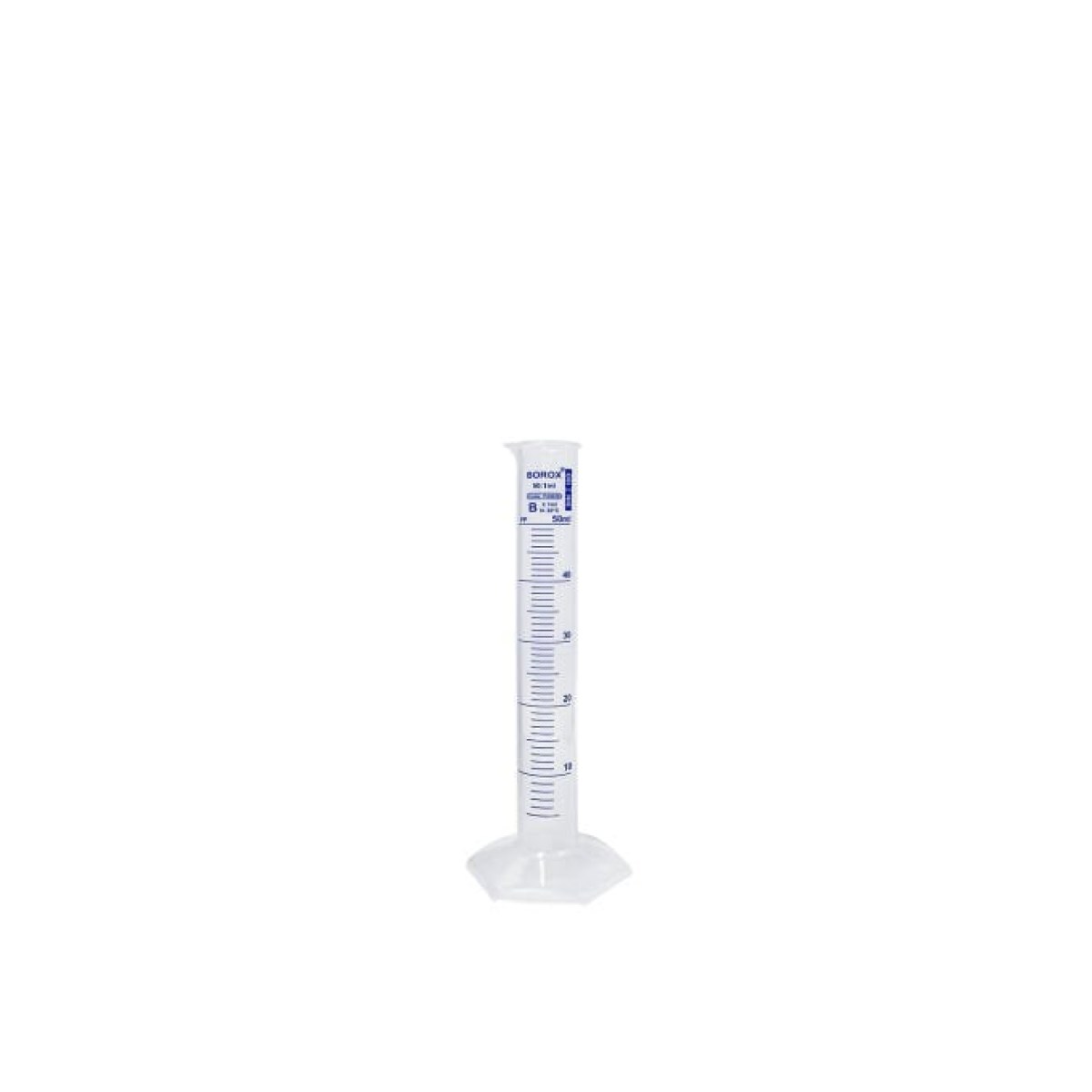 Borox Plastik Mezür 50 ml - Uzun Form - Dereceli Silindir Blue Skala