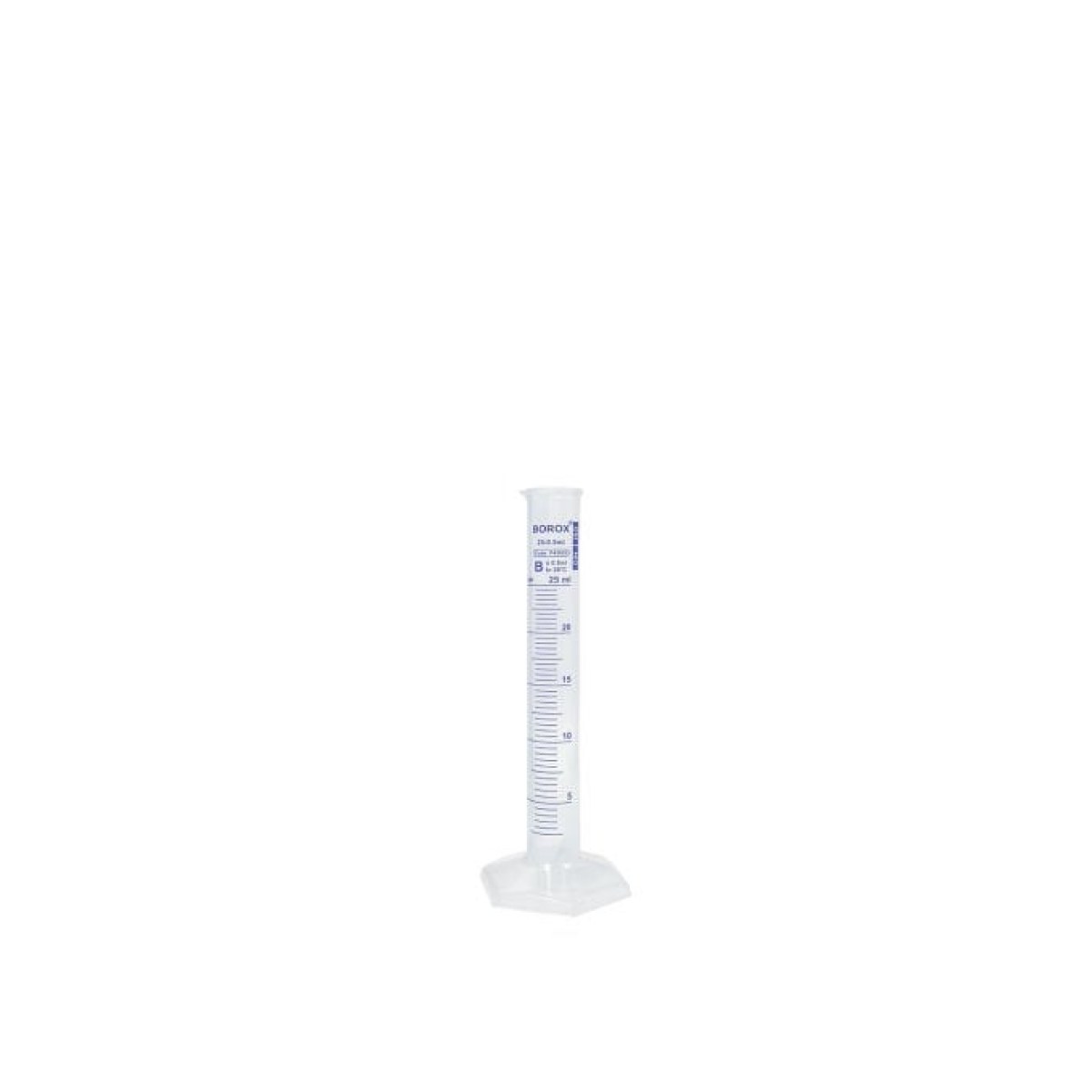 Borox Plastik Mezür 25 ml - Uzun Form - Dereceli Silindir Mavi Skala