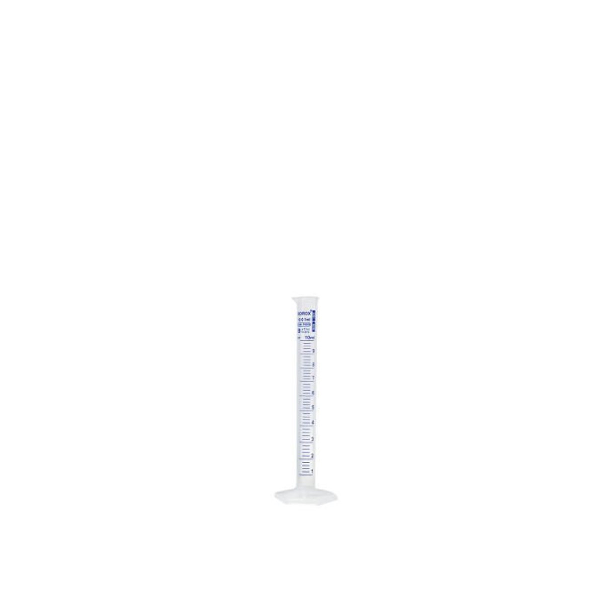 Borox Plastik Mezür 10 ml - Uzun Form - Dereceli Silindir Mavi Skala