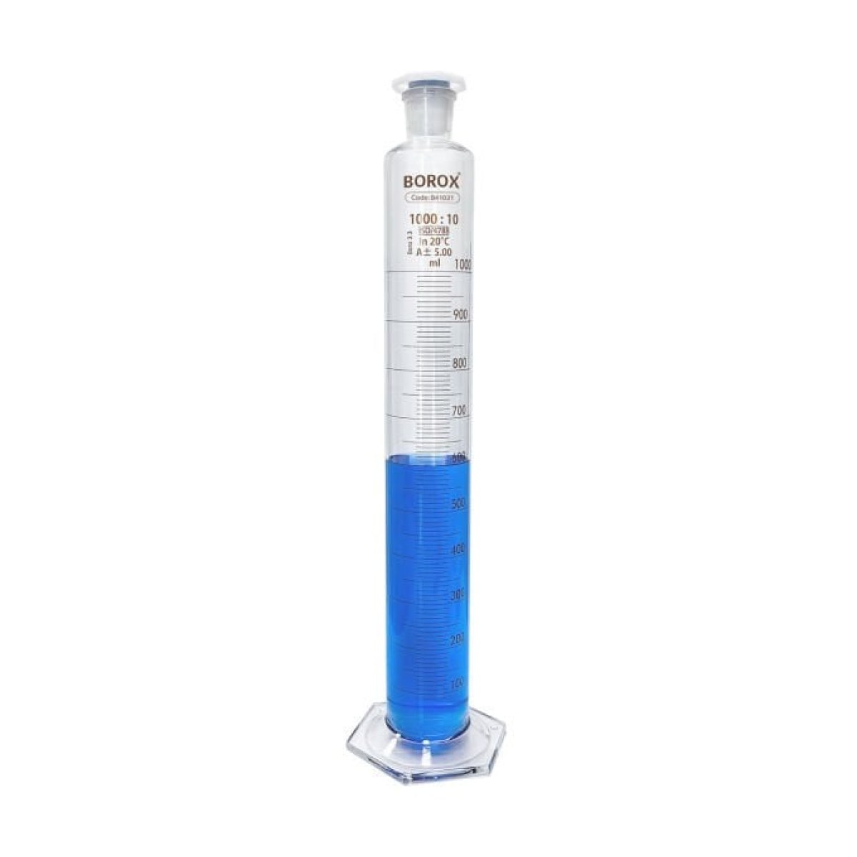 Borox Cam Çalkalamalı Mezür 1000ml - Plastik Tıpalı Dereceli Silindir