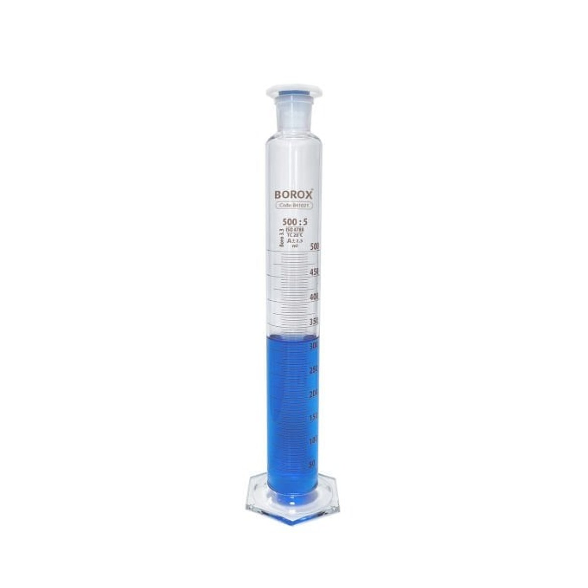 Borox Cam Çalkalamalı Mezür 500 ml - Plastik Tıpalı Dereceli Silindir