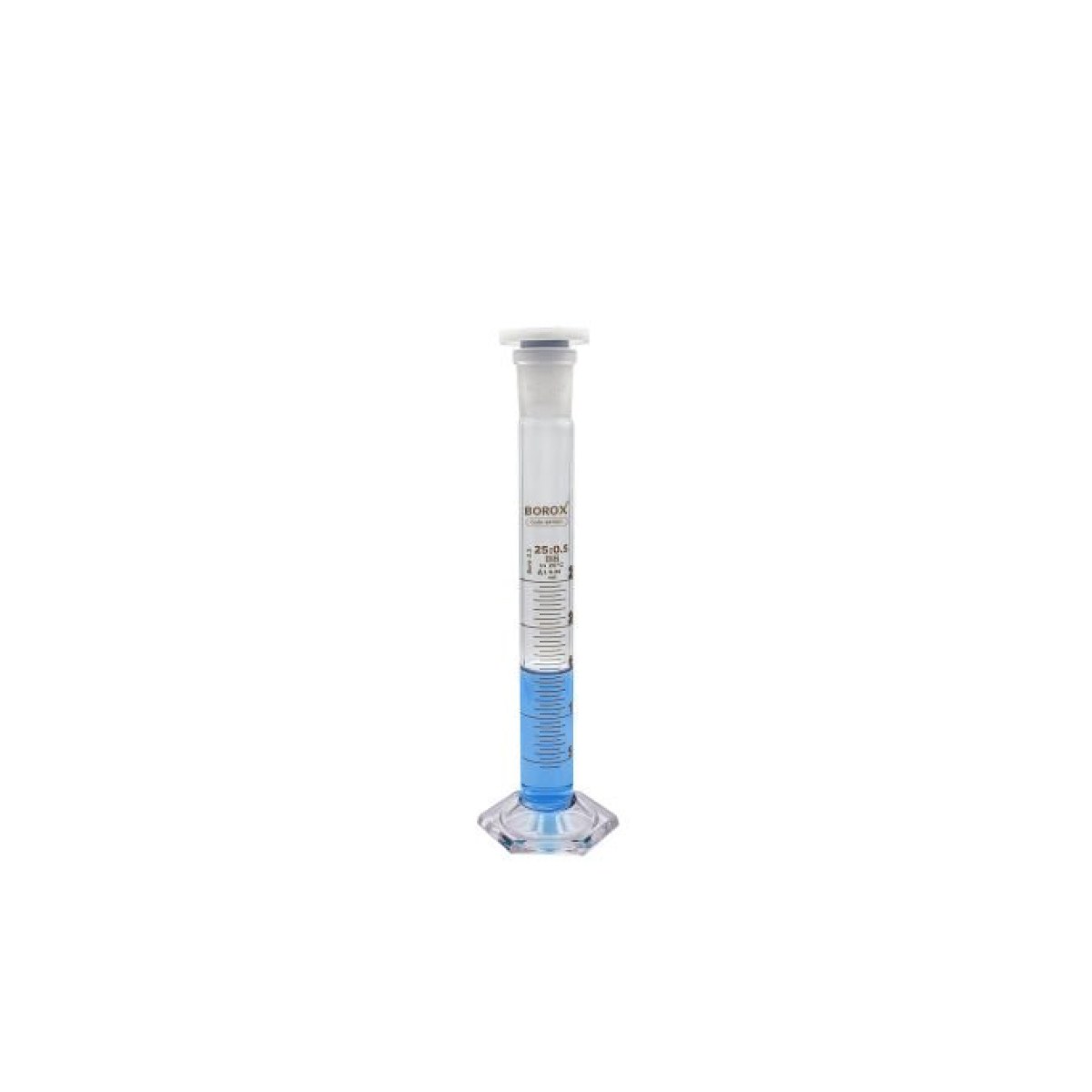 Borox Cam Çalkalamalı Mezür 25 ml - Plastik Tıpalı Dereceli Silindir