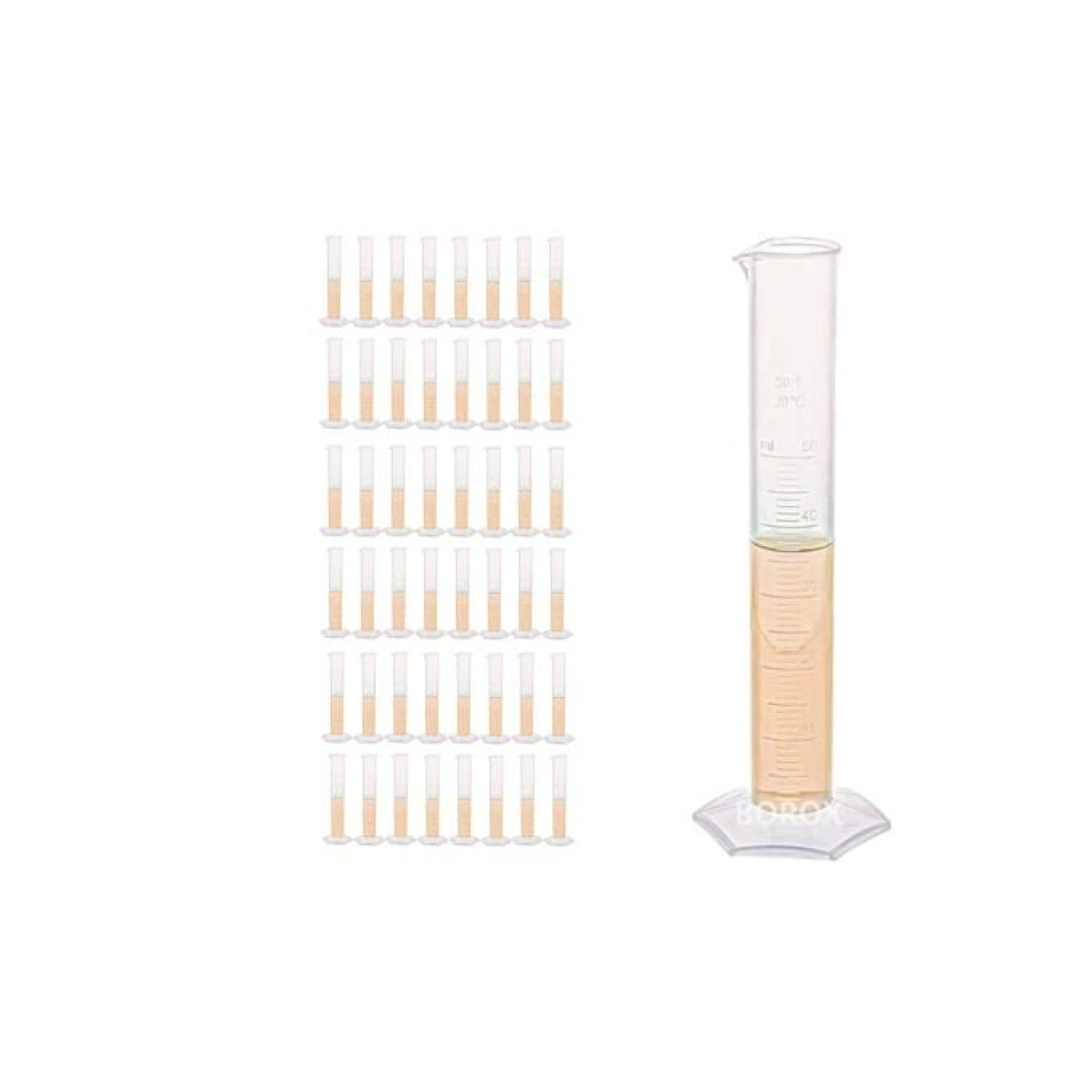 Borox Plastik Mezür 50 ml - Uzun form Kabartma Skala 48 Adet/Toptan