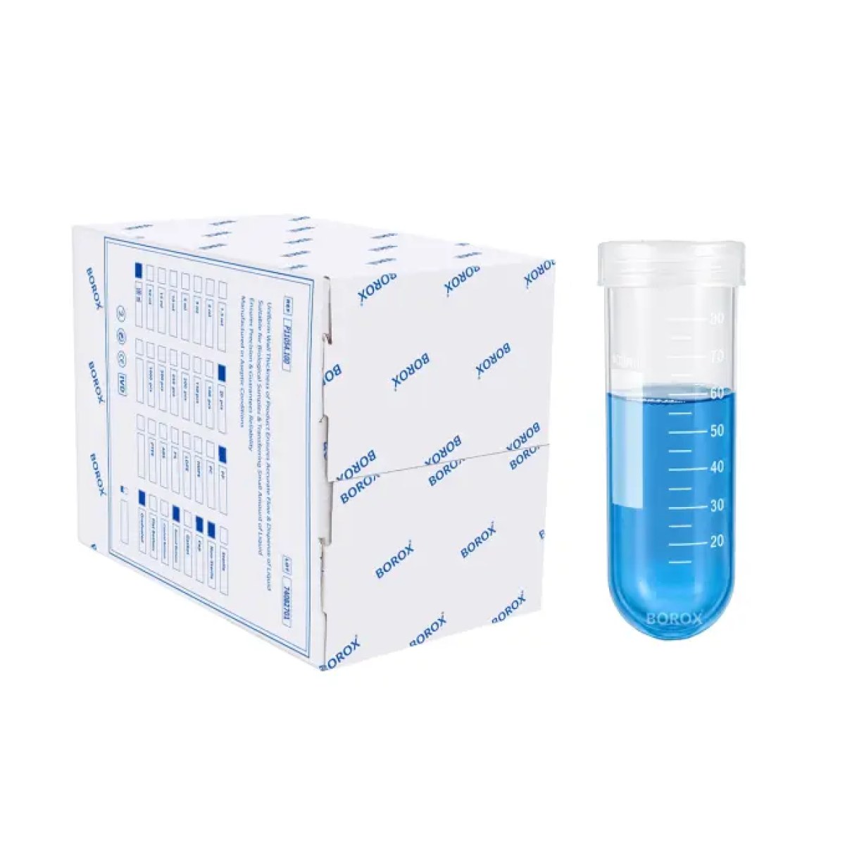 Borox PP Santrifüj Tüpü 100ml - Vida Kapaklı - Plastik Dereceli Tüp - 30 Adet