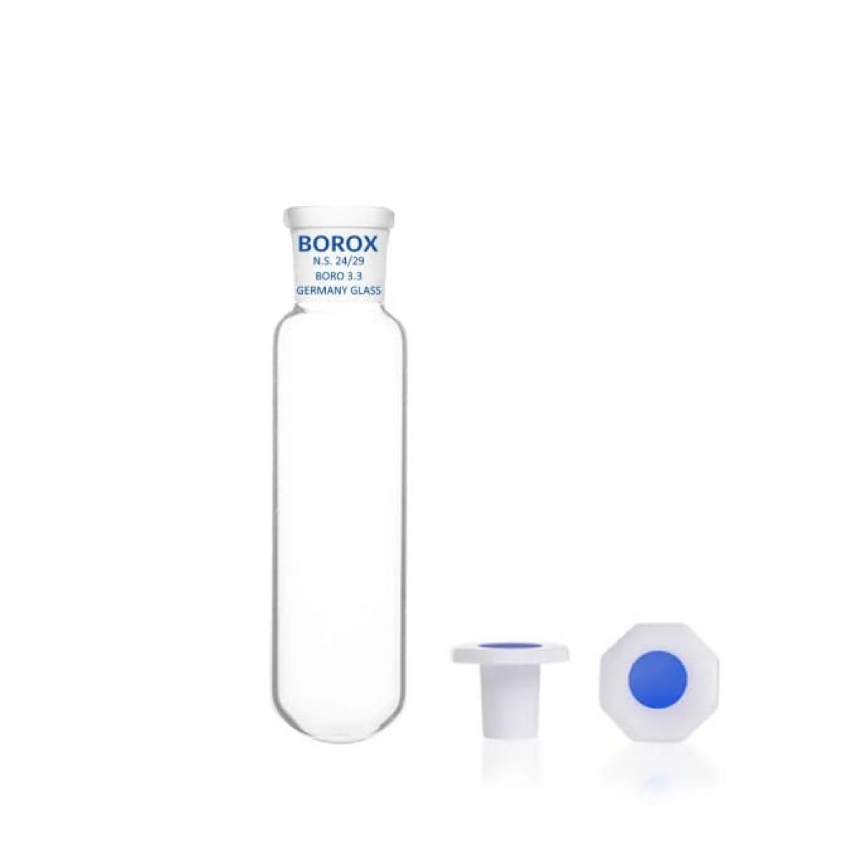 Borox Cam Deney Tüpü Kapaklı 55ml - Test Tüpü 24/29 Şilifli PP Tıpalı