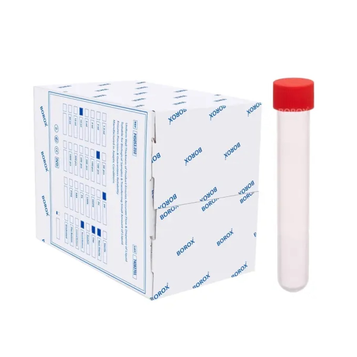Plastik Test Tüpü 16x100mm - 10ml PP Deney Tüpü Vida Kapaklı 100pcs