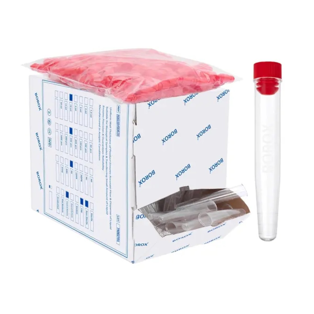 Plastik Test Tüpü Kapaklı 16x100mm - P.S Tüp 10ml Dibi Konik 250Adet