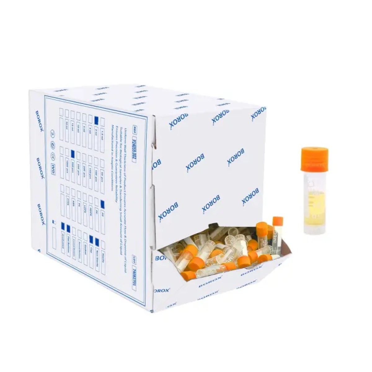 Cryo Tüp 2ml - Dıştan Vidalı Ayaklı Dibi Düz Nonsteril 500lü