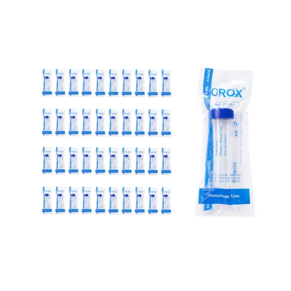 Borox Falkon Tüpü 50 ml Steril - Dibi Konik Santrifüj Tüpü 40 Adet
