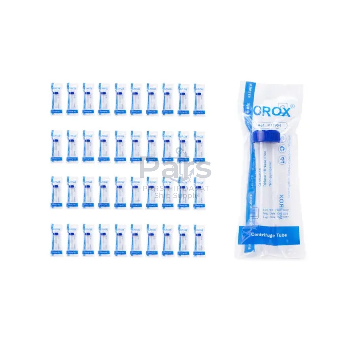 Borox Falkon Tüpü 50 ml Steril - Dibi Konik Santrifüj Tüpü 40 pcs