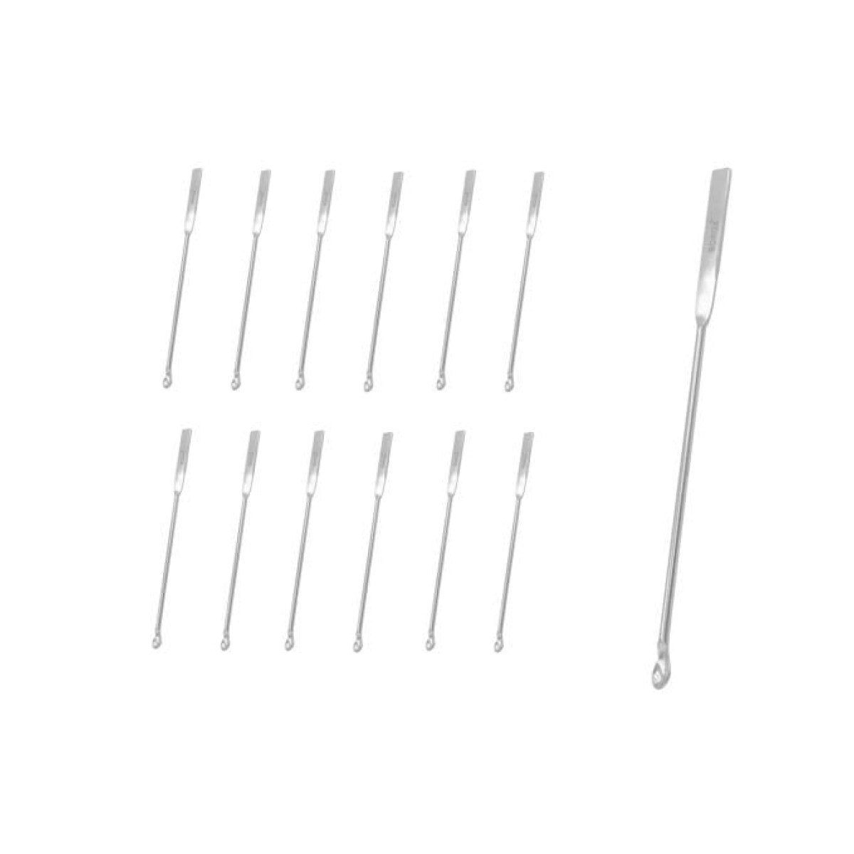 Borox Metal Spatül Mikro Kaşıklı 15 cm - Paslanmaz Çelik Spatula - 12 Adet Toptan