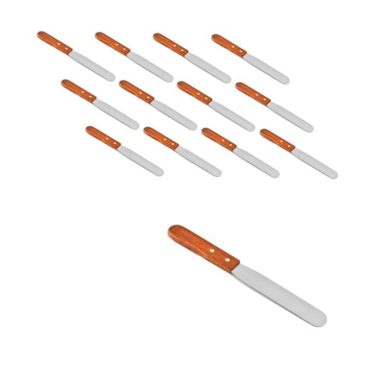 Borox Tahta Saplı Spatül Bıçak 20cm - Paslanmaz Spatula 12li