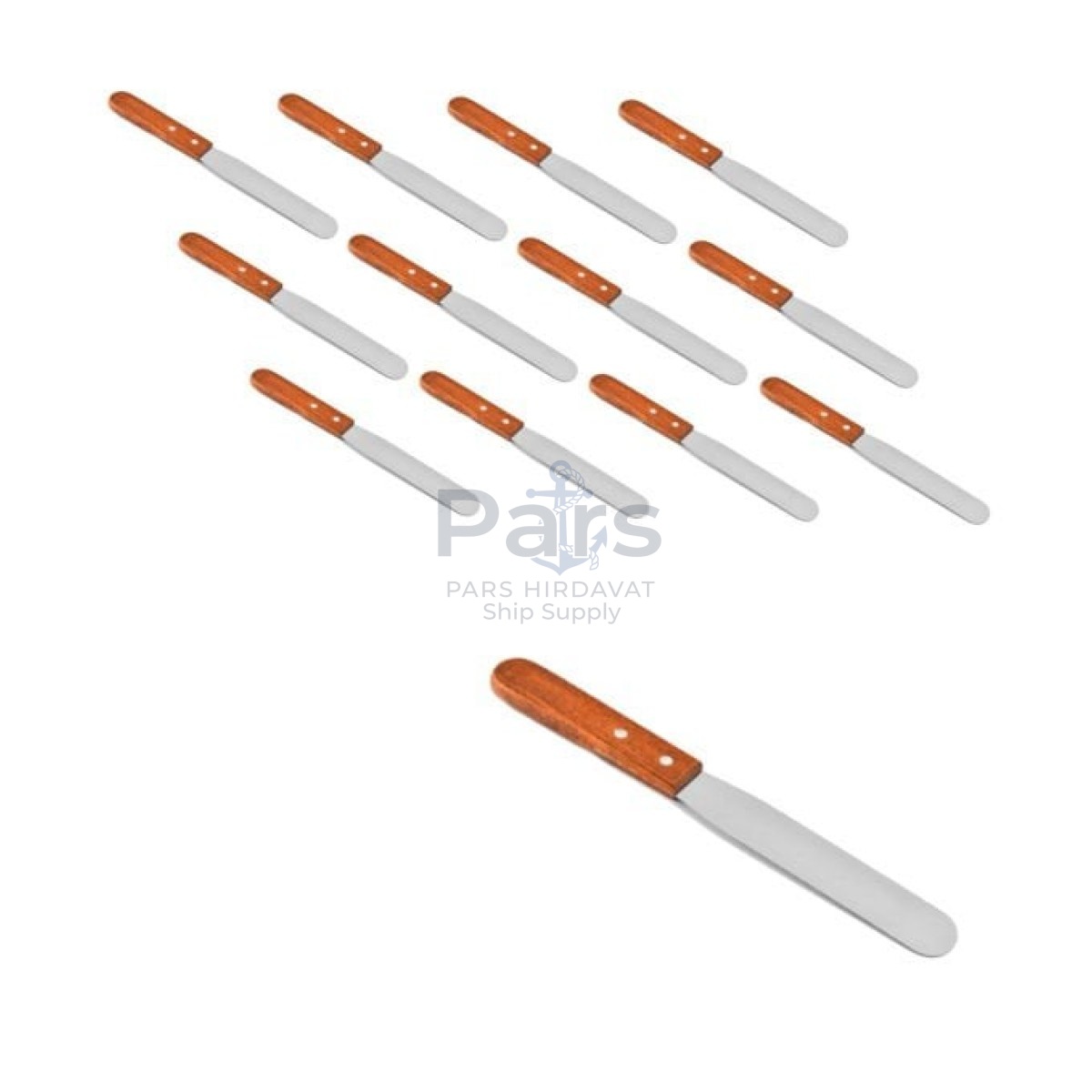 Borox Tahta Saplı Spatül Bıçak 20cm - Paslanmaz Spatula 12li