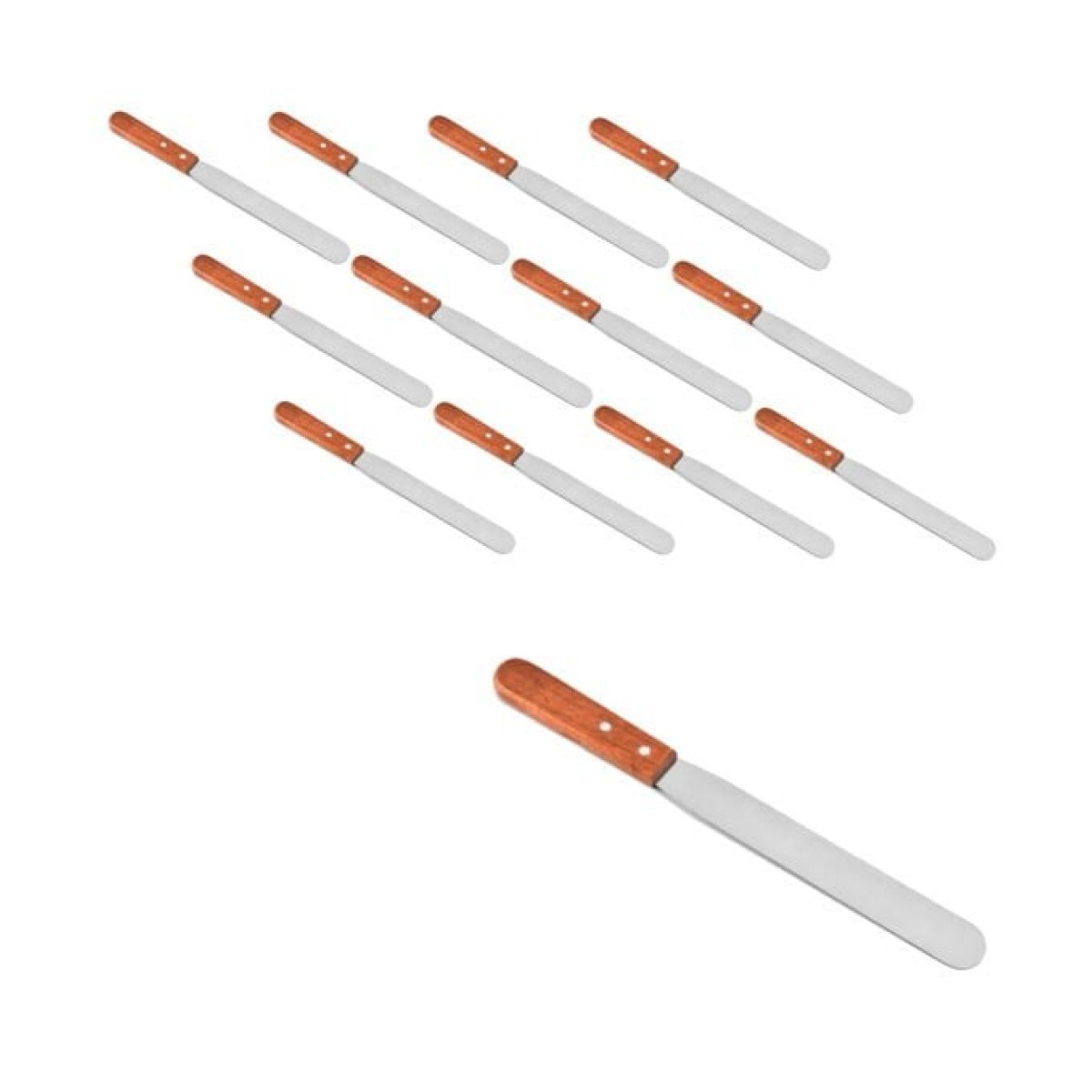 Borox Tahta Saplı Spatül Bıçak 23cm - Paslanmaz Spatula 12li