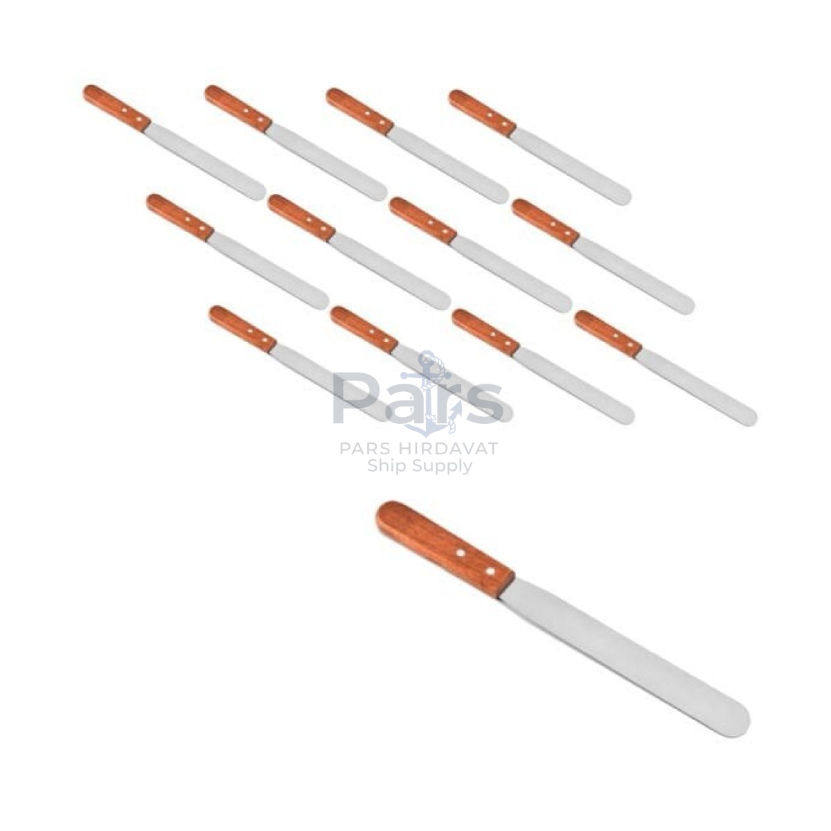 Borox Tahta Saplı Spatül Bıçak 23cm - Paslanmaz Spatula 12li