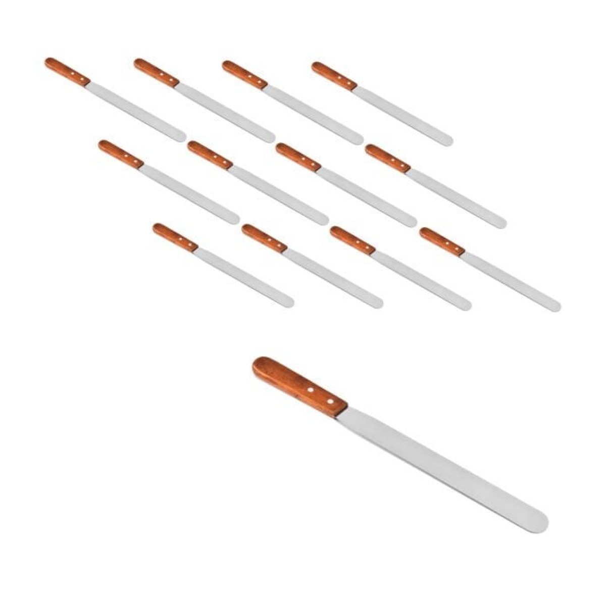 Borox Tahta Saplı Spatül Bıçak 27cm - Paslanmaz Spatula 12li