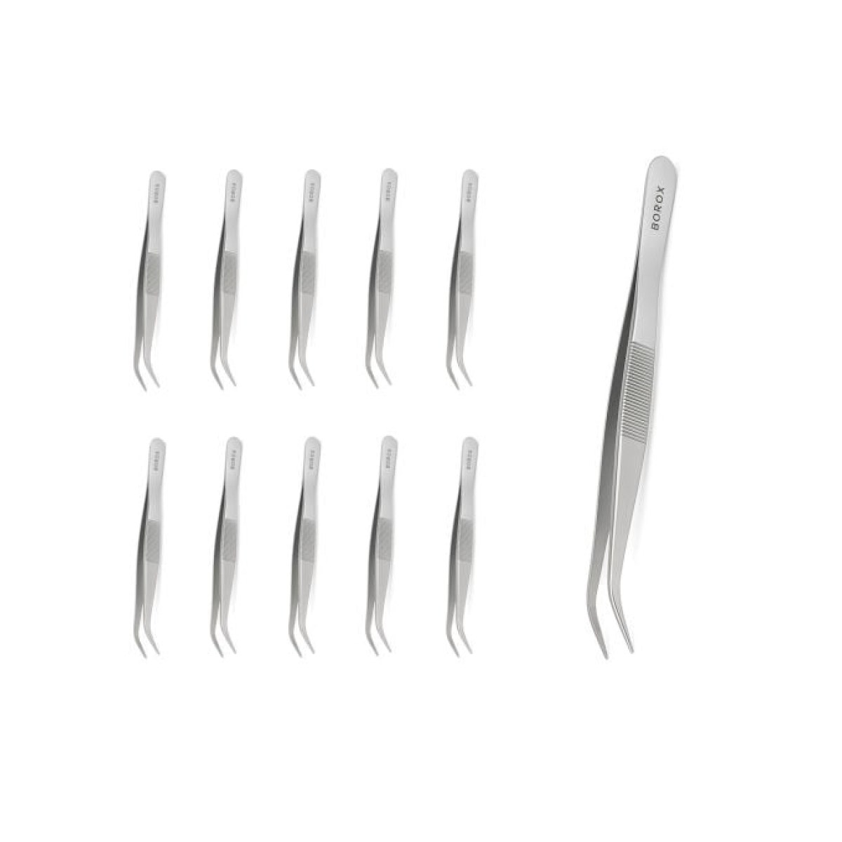 Borox Penset 16 cm Paslanmaz Çelik - Eğri Sivri Uçlu Cımbız - 10 Adet Toptan