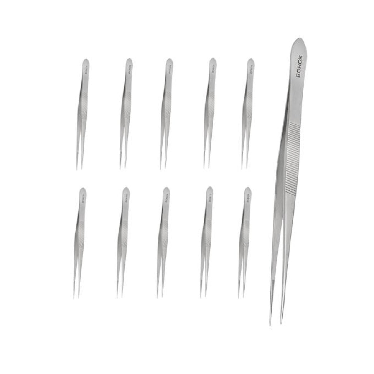 Borox Penset 20 cm Paslanmaz Çelik - Sivri Uç Dişli Cımbız - 10 Adet Toptan