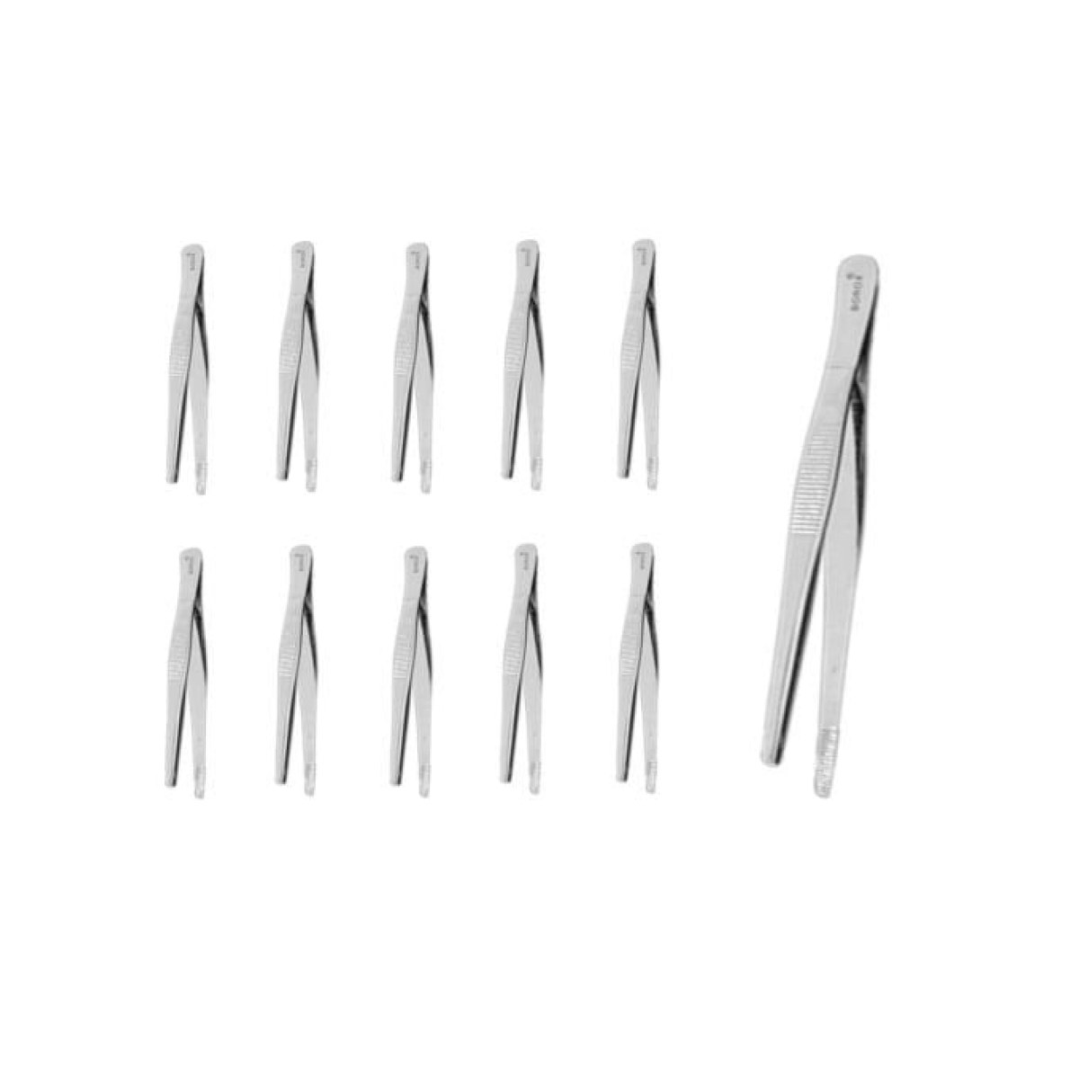 Borox Penset 13 cm Paslanmaz Çelik - Küt Uç Dişli Düz Cımbız - 10 Adet Toptan