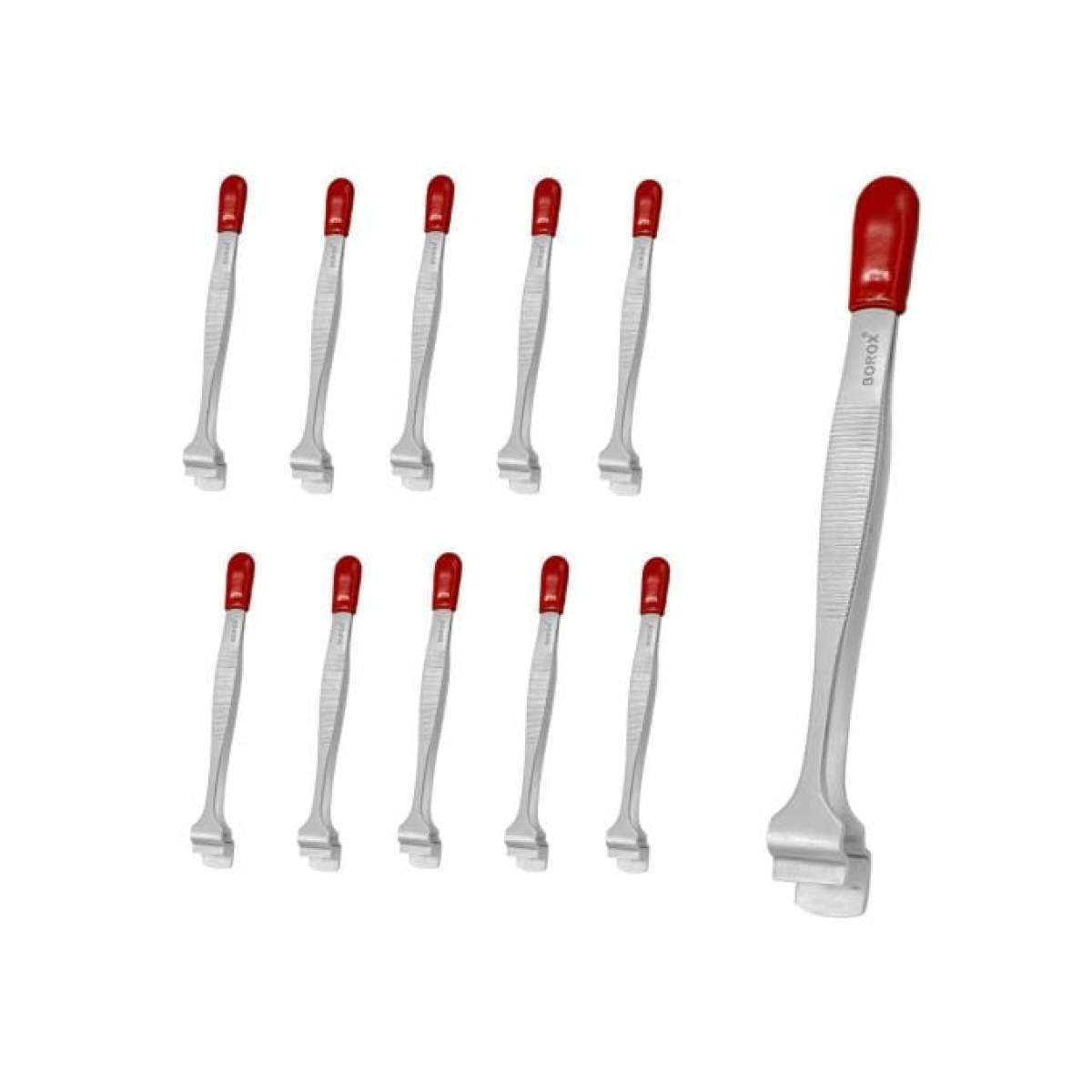 Borox Penset 12cm Paslanmaz Çelik - Geniş Uçlu Filtre Kağıdı Cımbızı - 10 Adet Toptan