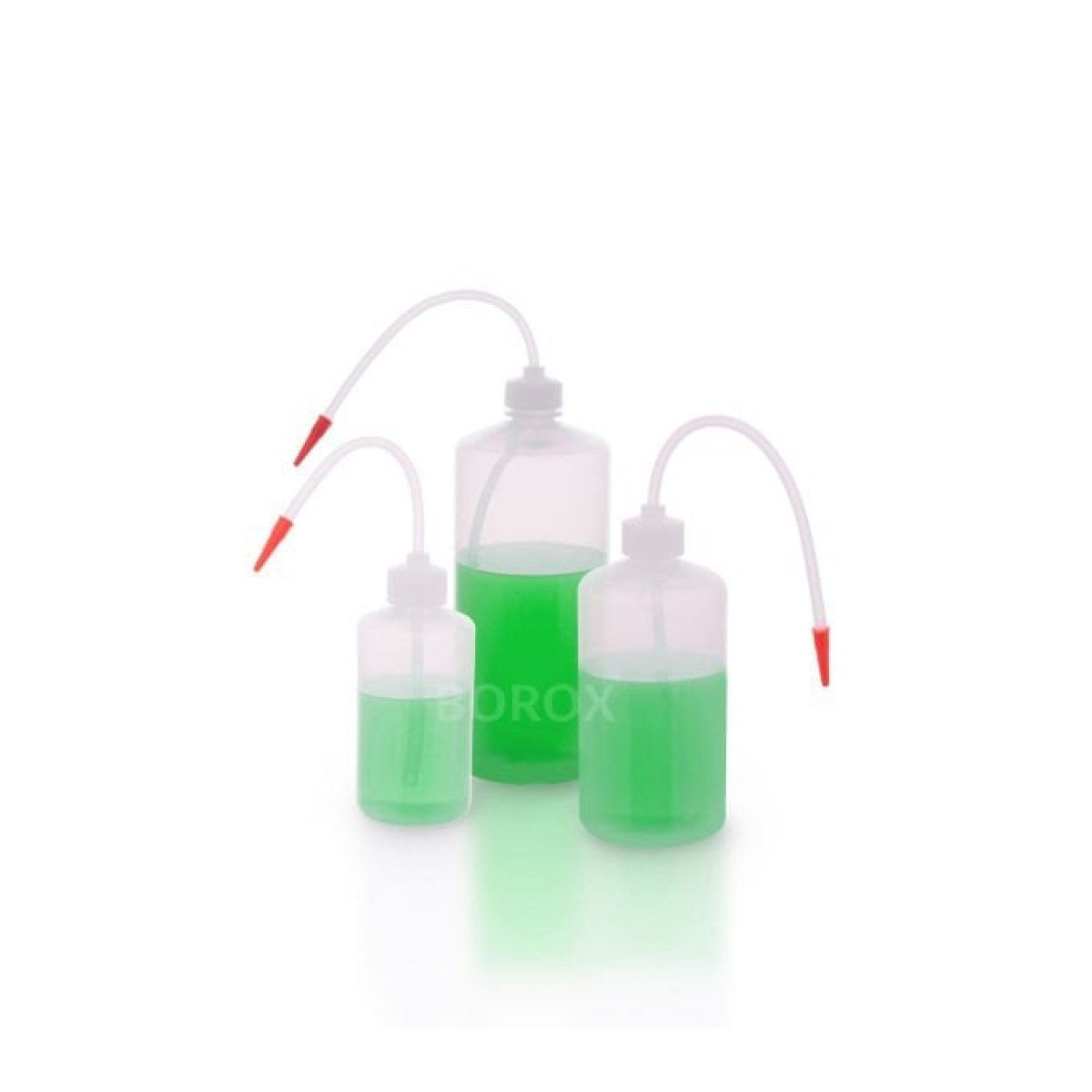 Borox Piset Seti - Renkli Yıkama Şişesi - Şeffaf - PE Plastik Uzun Form - 250-500-1000ml Set - 3 pcs/Paket