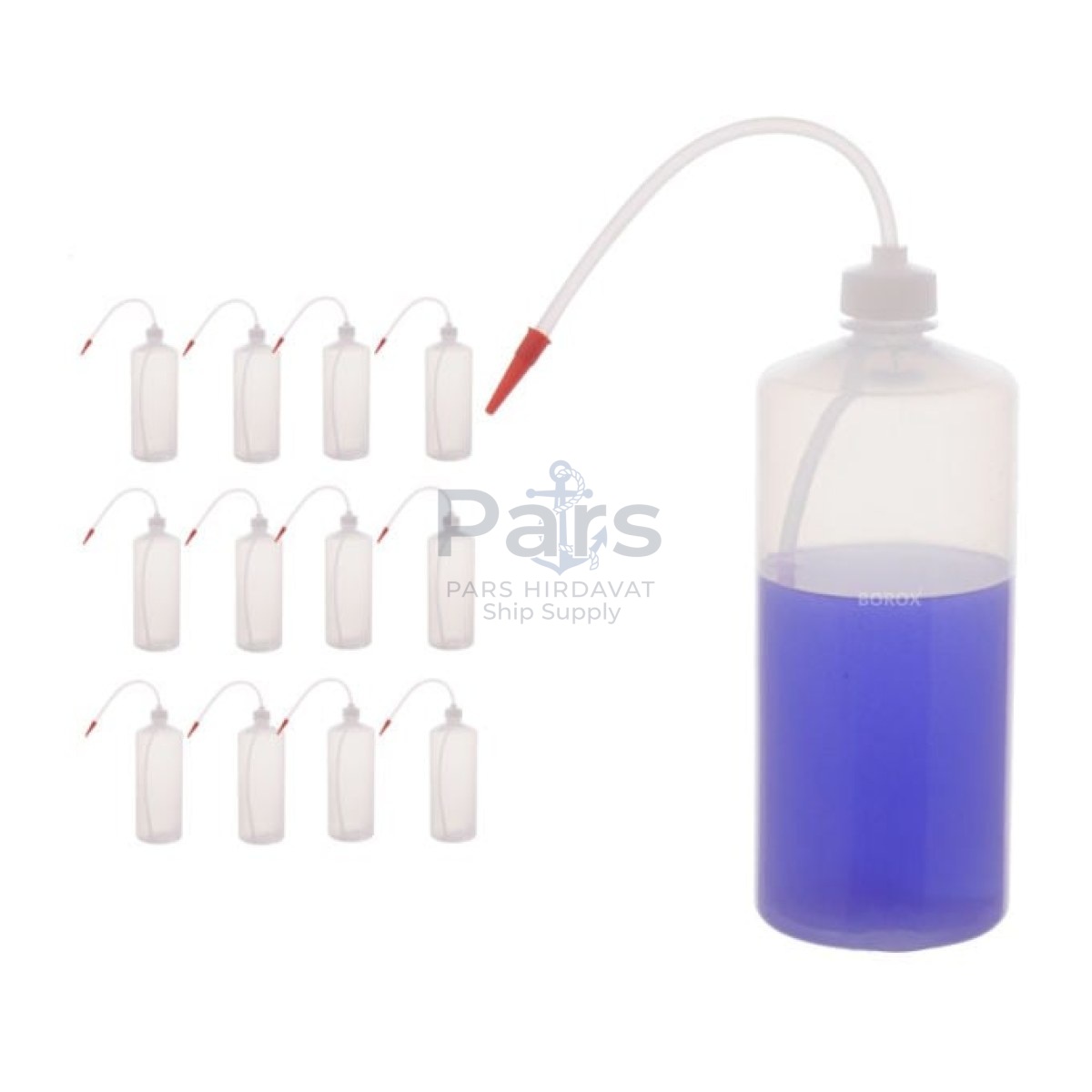 Borox Piset 1000 ml - Renkli Yıkama Şişesi - Şeffaf - PE Plastik Uzun Form - 12pcs/Toptan