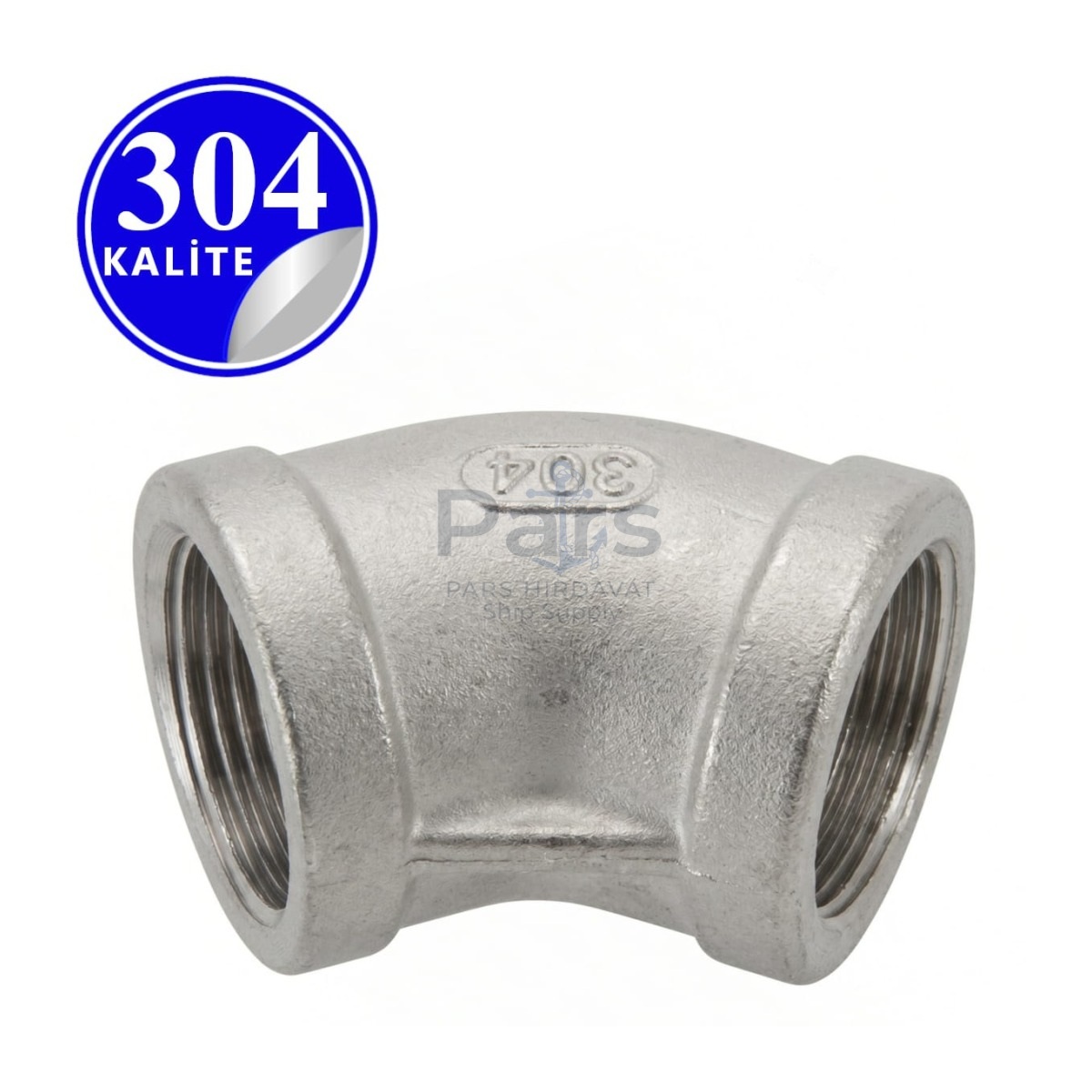 Stainless Steel 304 Kalite 45° Derece Dişli Elbow - 1¼" (DN32)