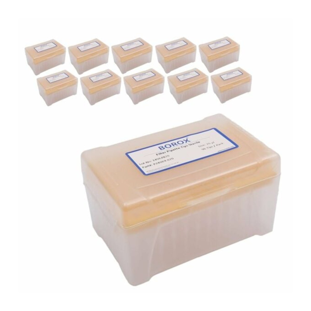 Borox Filtreli Pipet Ucu Steril 20 µl - Uzun Şeffaf - 10 Paket Toptan