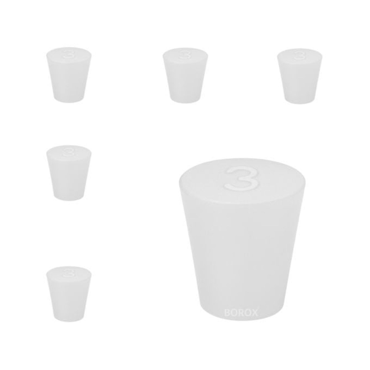 Borox Silikon Tıpa No 3 - 17x23x26mm - 5 Adet - Silicon Stopper Platin