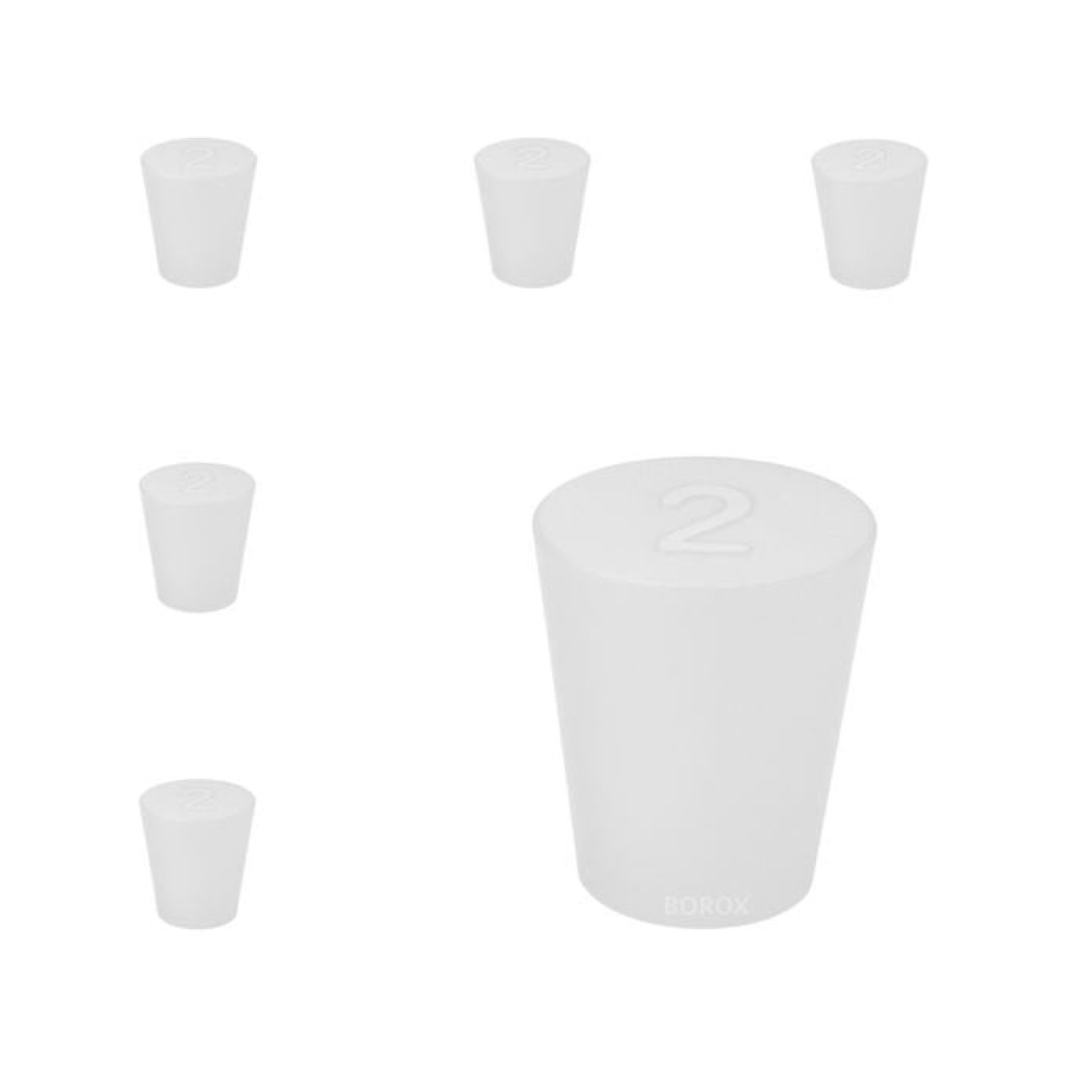 Borox Silikon Tıpa No 2 - 15x20x26mm - 5 Adet - Silicon Stopper Platin
