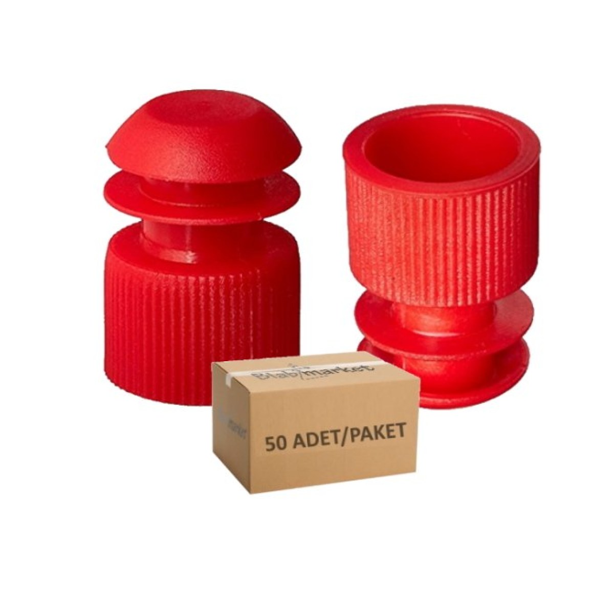 Deney Tüp Kapağı Red - 16mm Tüp İçin Kanatlı 50pcs Tıpa