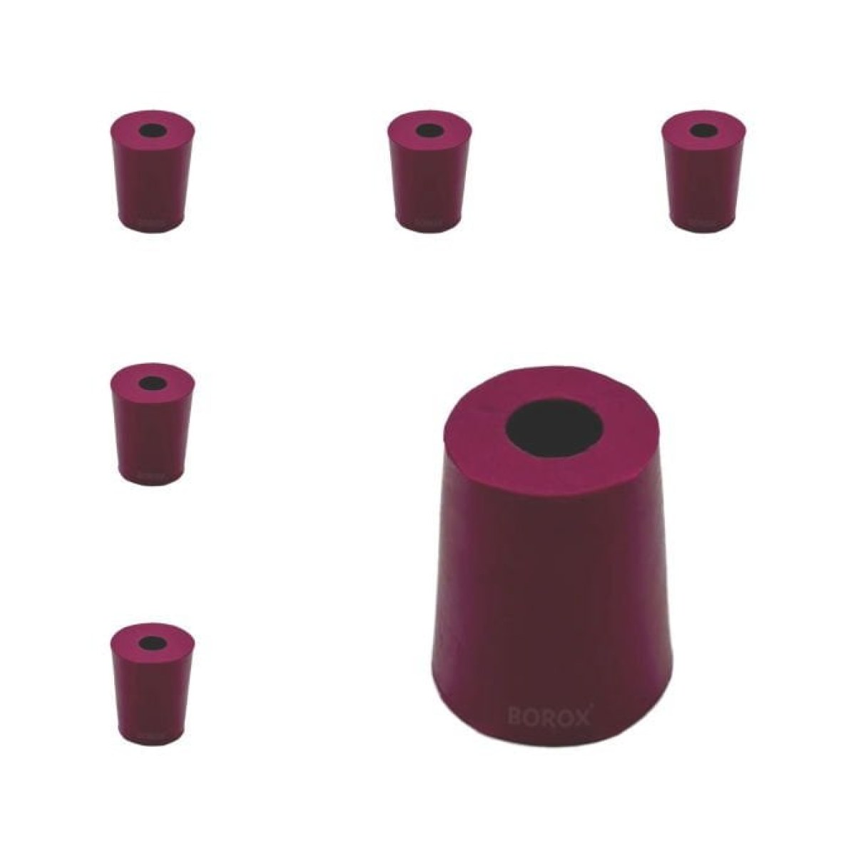Borox Kauçuk Tıpa Delikli No 2 - 13x16,5x20mm NS 14/23 - 5Adet