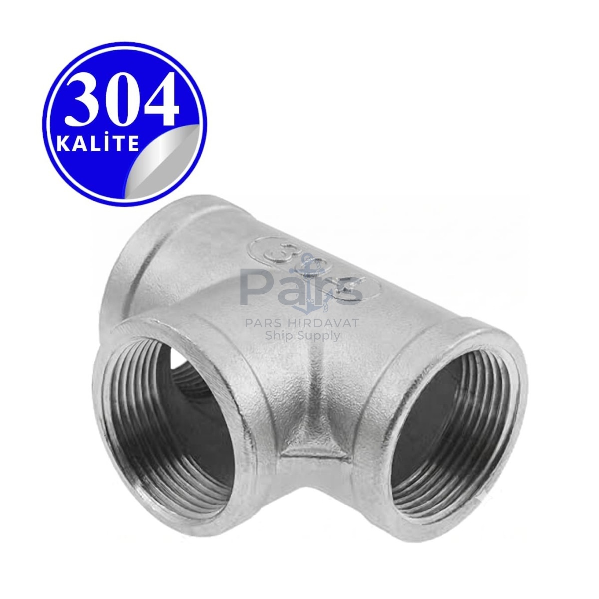 Stainless Steel 304 Kalite Dişli Tee - 3/8" (DN10)