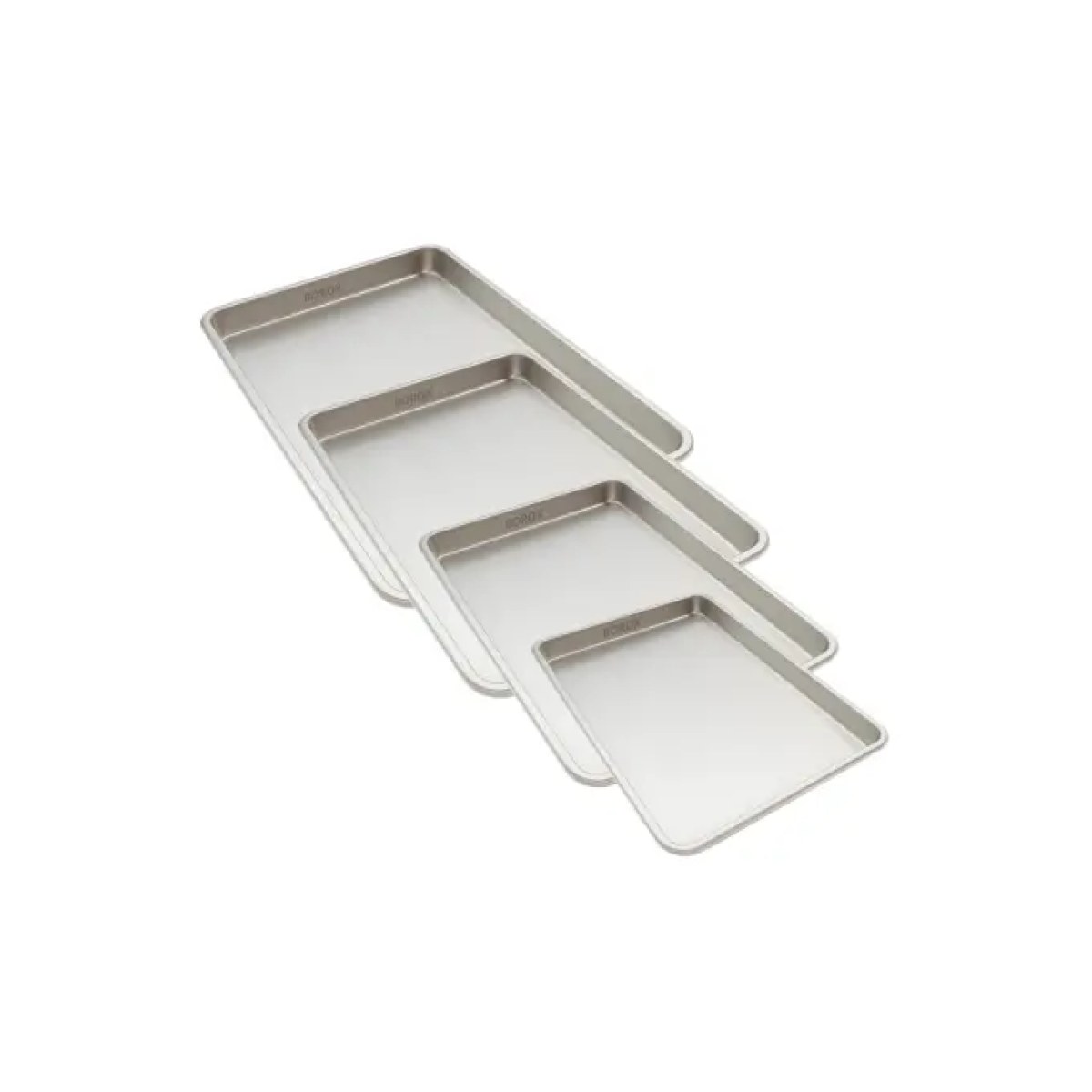 Borox Stainless Steel Laboratuvar Tepsisi - Numune Taşıma Tepsisi - Numune Kabı - Tray - 4 Ölçü Set