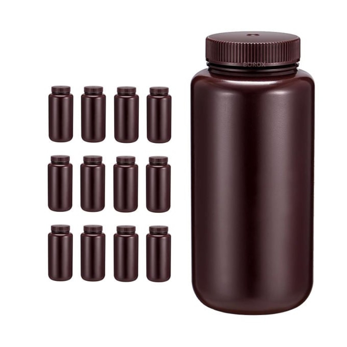 Borox Numune Şişesi 1000ml - Vida Kapaklı - HDPE Amber Şişe - Geniş Ağızlı Plastik Şişe - 12 pcs Toptan