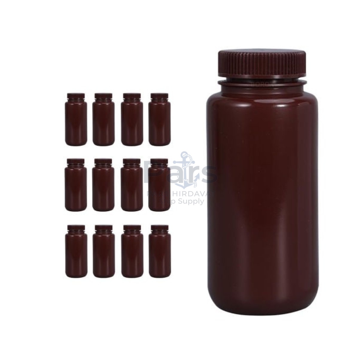 Borox Numune Şişesi 500ml - Vida Kapaklı - HDPE Amber Şişe - Geniş Ağızlı Plastik Şişe - 12 pcs Toptan