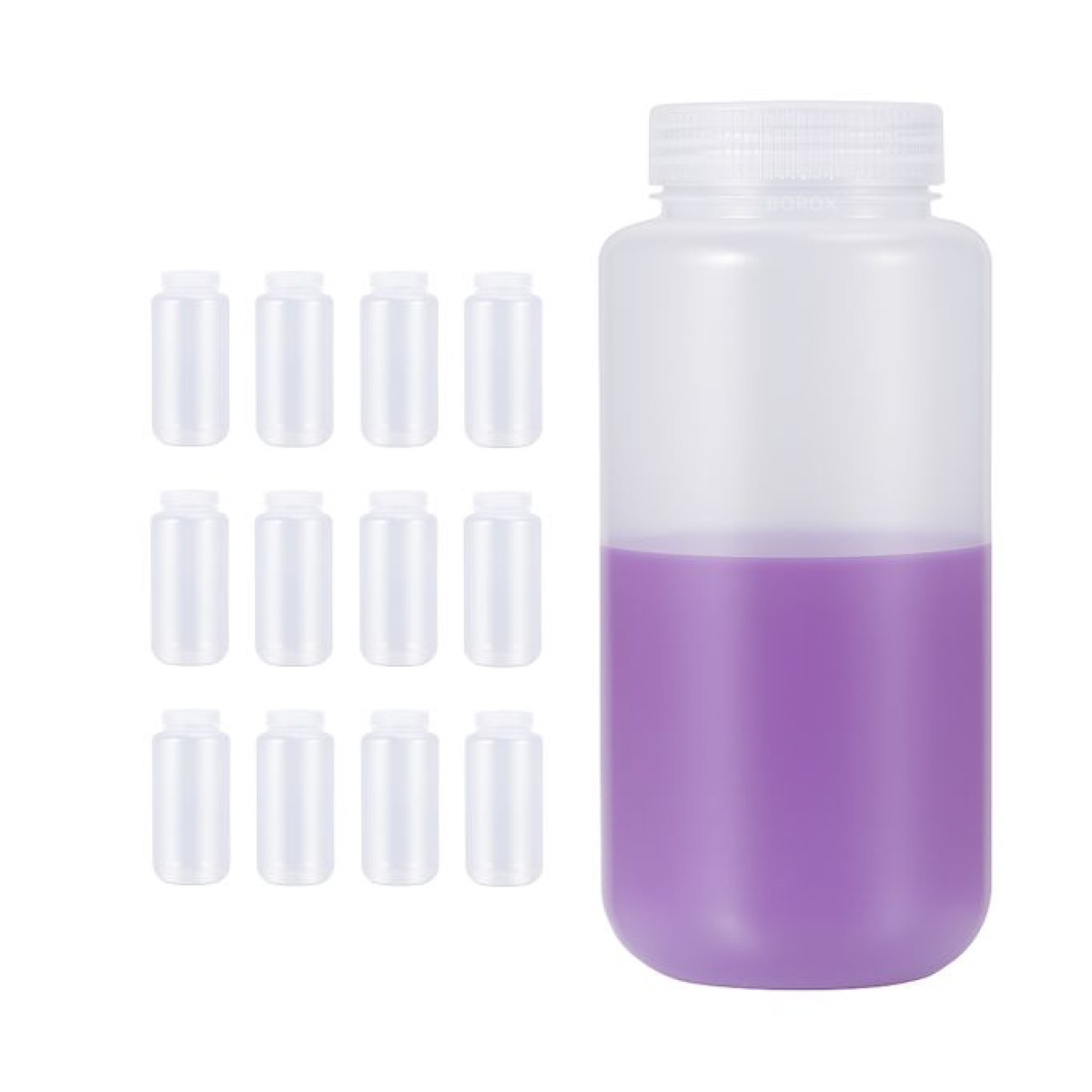 Borox Numune Şişesi 1000ml - Vida Kapaklı - PP Şeffaf Plastik Şişe - Otoklav Şişe - 12 Adet Toptan