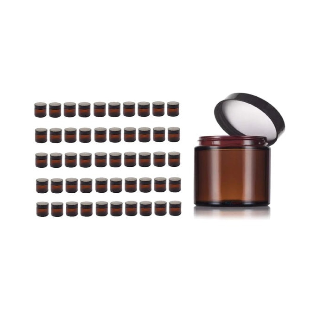 Borox Amber Cam Şişe 100ml - Krem Kavanoz 100cc Kapaklı Şişe - 50 pcs Toptan