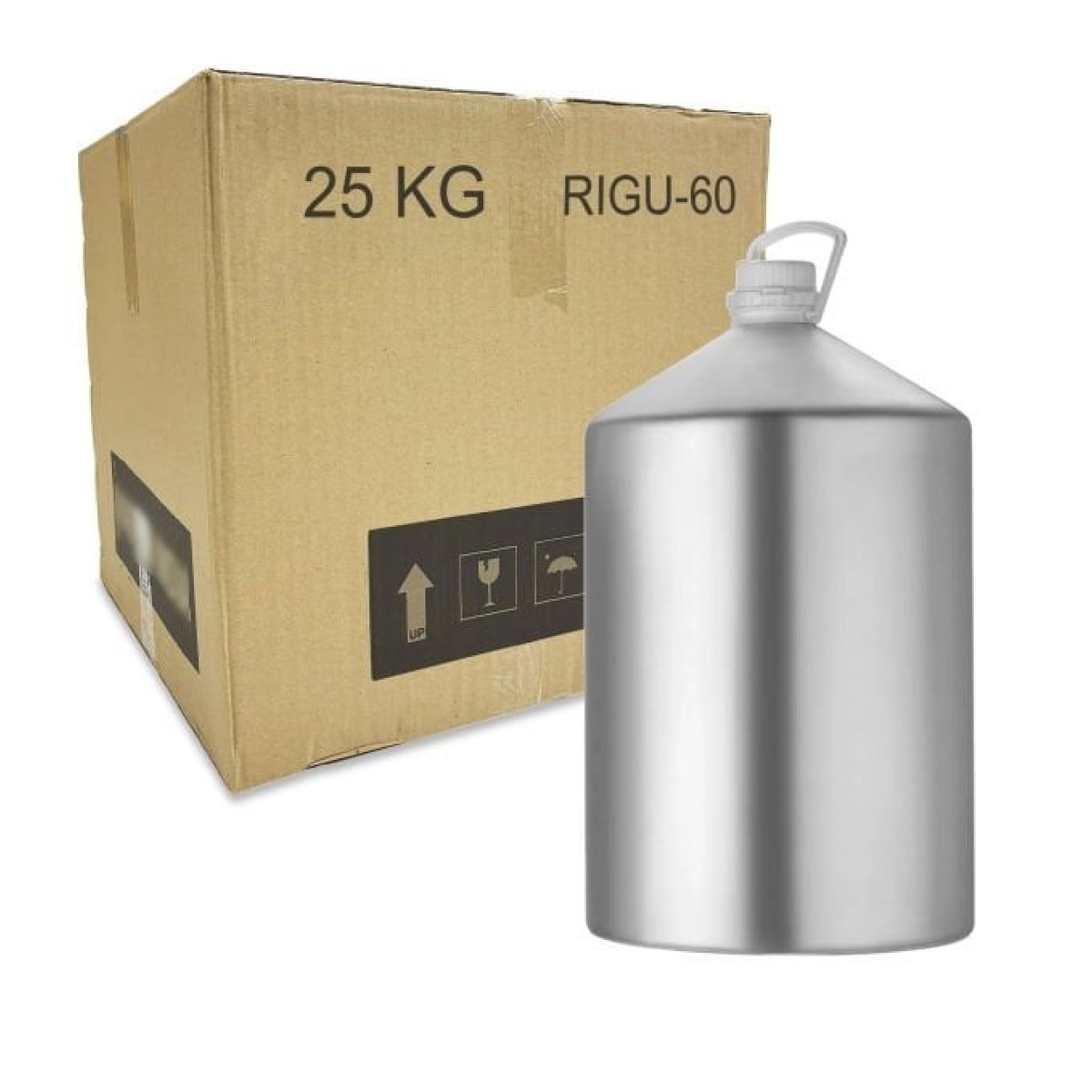 RIGU-60 Alüminyum Şişe 25L- Kulplu Tıpalı ve Kapaklı Şişe - 2 Adet-Koli Toptan