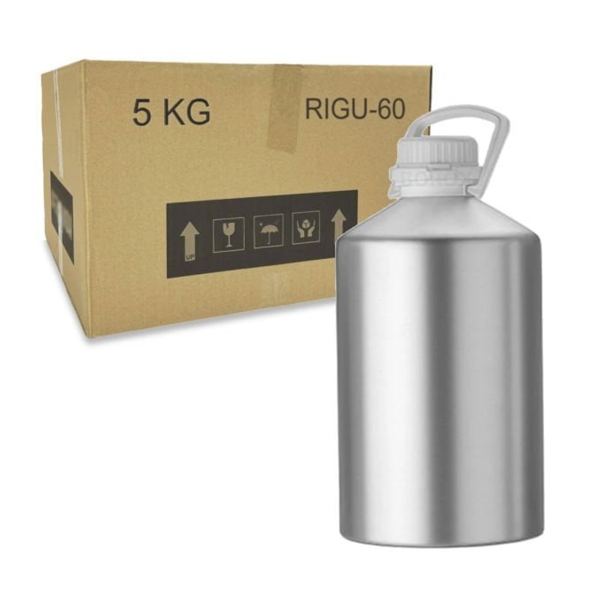 RIGU-60 Alüminyum Şişe 5L- Kulplu Tıpalı ve Kapaklı Şişe - 9 Adet-Koli Toptan