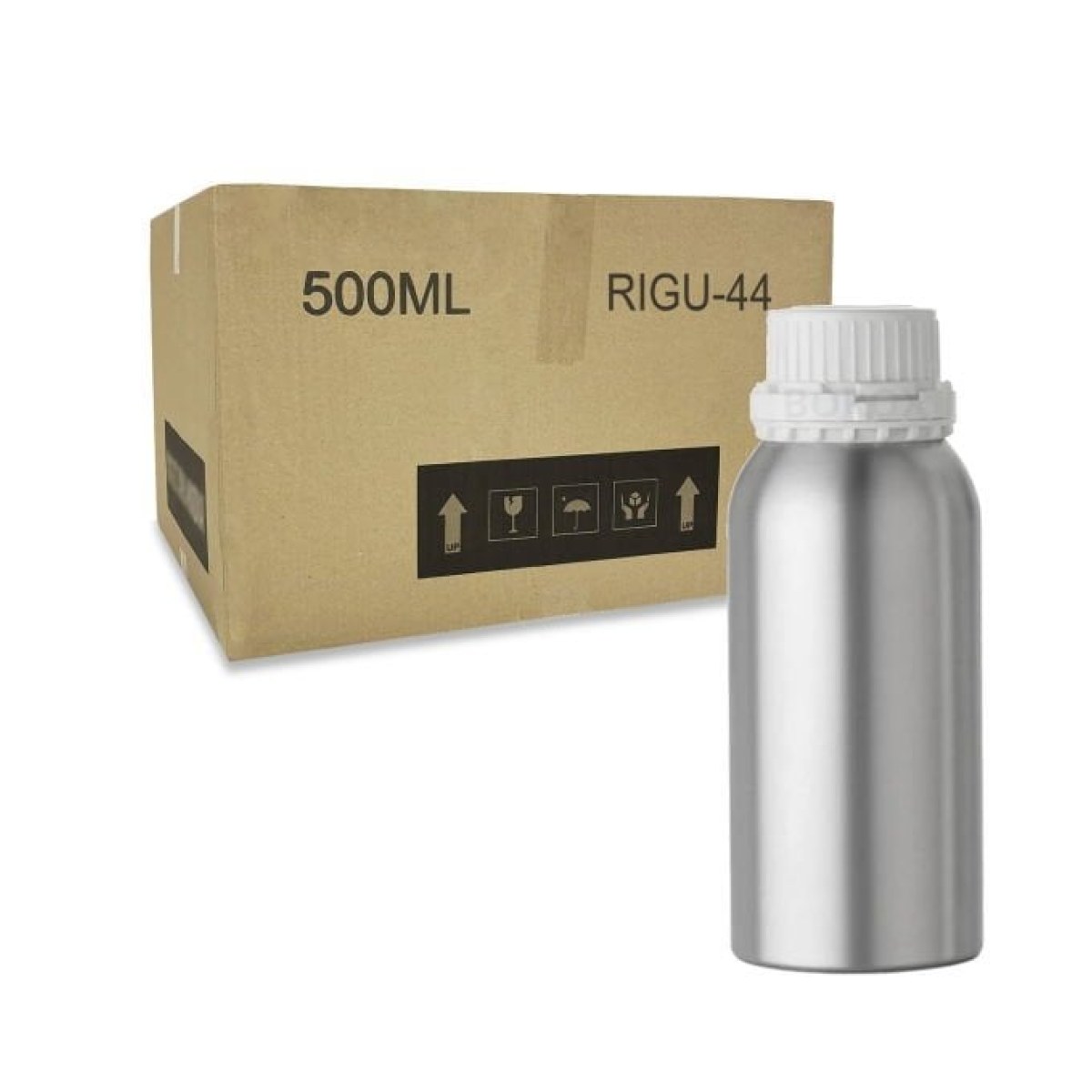 RIGU-44 Alüminyum Şişe 500 ml - Tıpalı ve Kapaklı Şişe Metal - 100 Adet-Koli Toptan