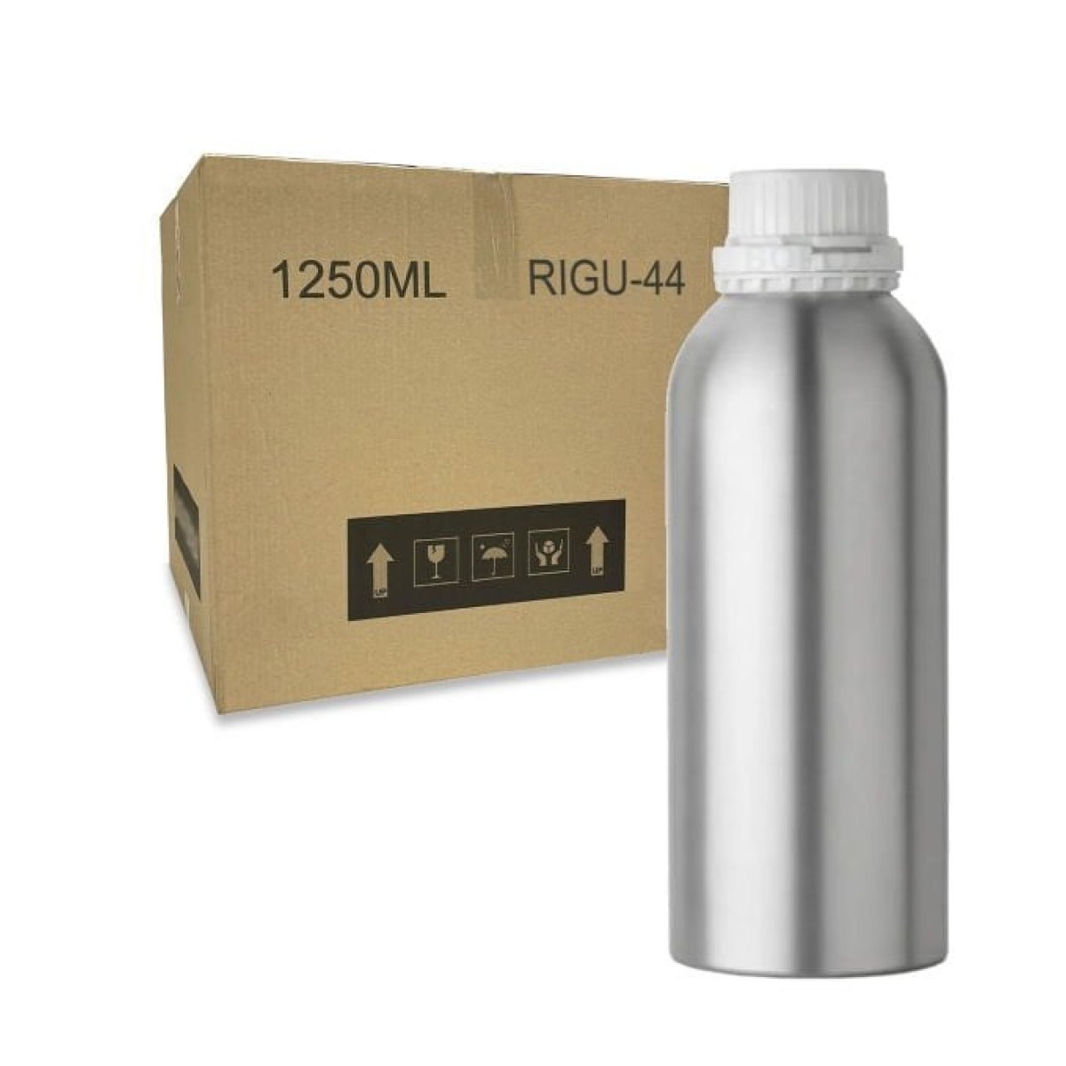 RIGU-44 Alüminyum Şişe 1250 ml - Tıpalı ve Kapaklı Şişe Metal - 66 Adet-Koli Toptan