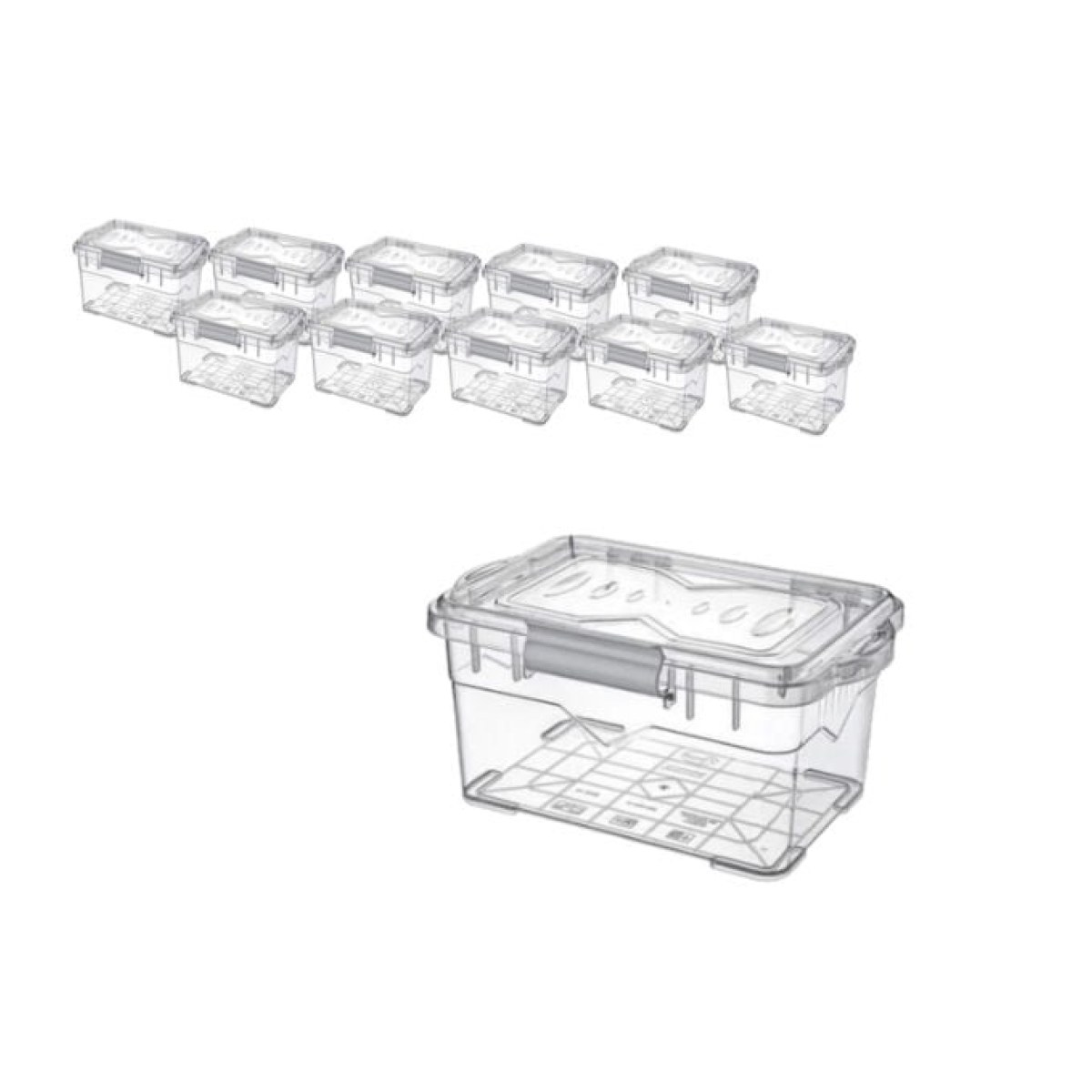 Borox Numune Saklama Kabı 3 L - Kilit Kapaklı Kutu 10 pcs