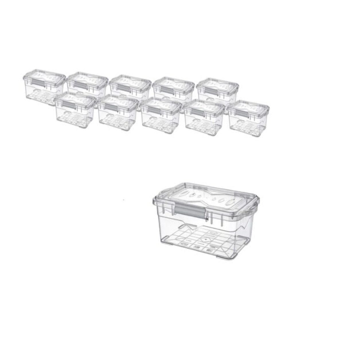 Borox Numune Saklama Kabı 1 L - Kilit Kapaklı Kutu 10 pcs